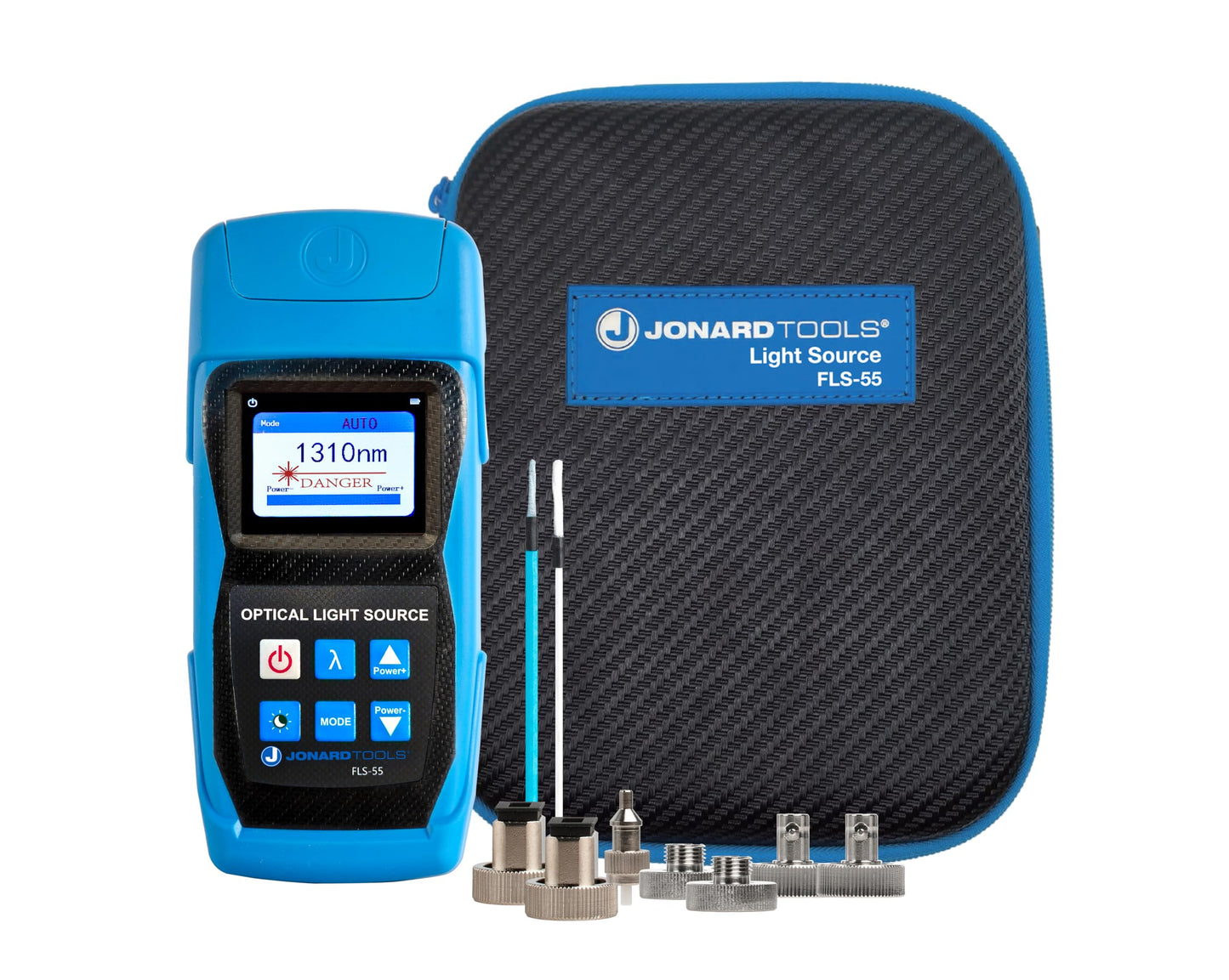 Jonard Tools FLS-55 Multi-Mode & Single-Mode Fiber Optic Light Source with FC/LC/SC (PC/UPC) Adapters (2025 Model)