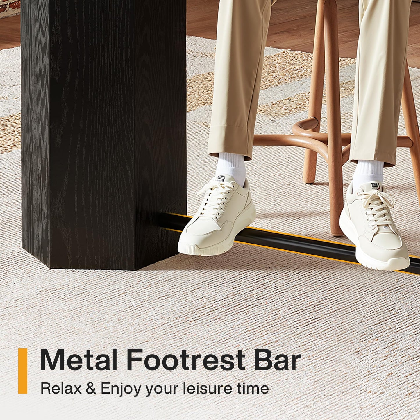 Tribesigns 70.9" Extra Long Bar Table, Industrial Counter Height Table, Rectangular Bar Height Tables with Metal Footrest for Kitchen Dining Room, Living Room, Pub (Rustic Brown & Black)