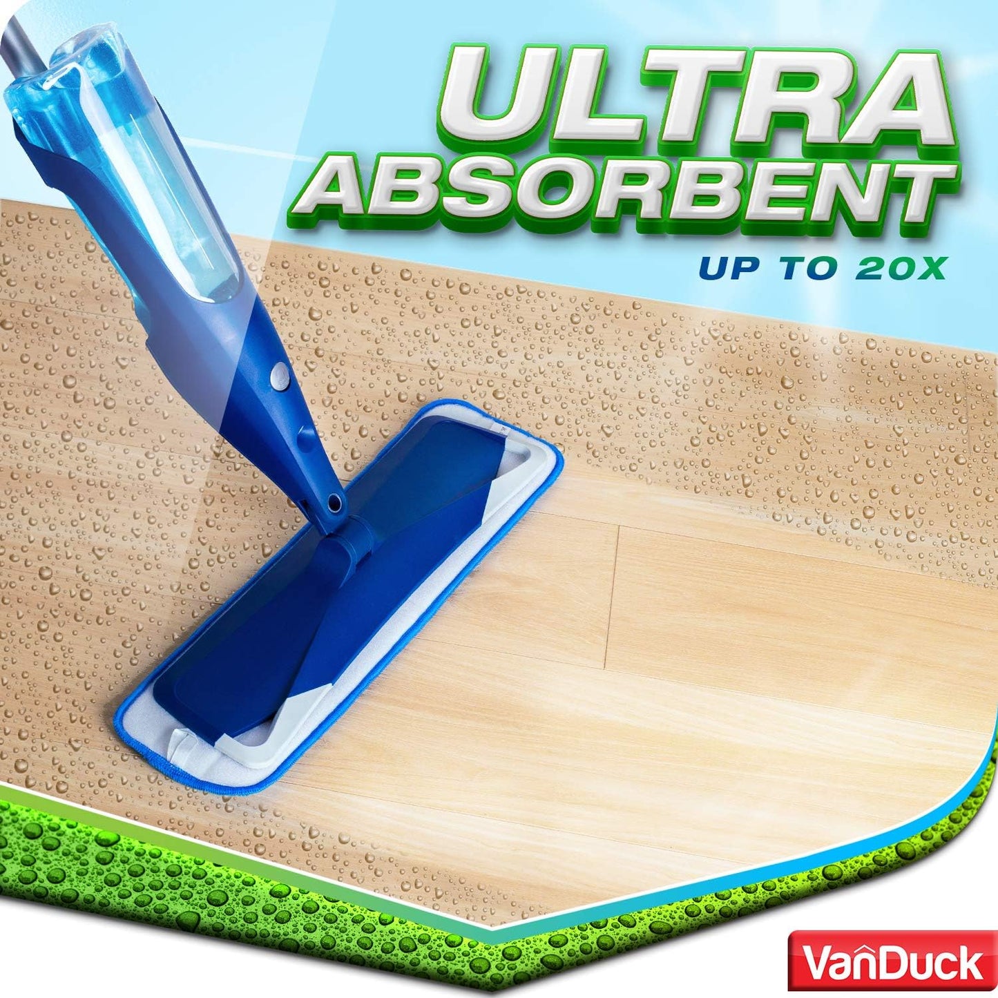 VanDuck Microfiber Mop Pads - Compatible with Bona Mop, 18 Inch, 3 Pack for Hardwood Floors