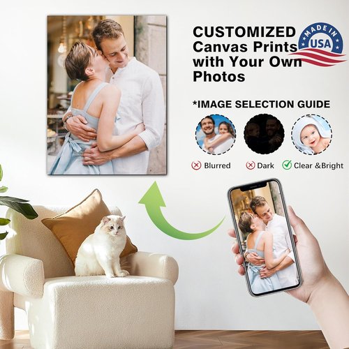 Custom Canvas Prints by Ship Next Day - Personalized Wall Art for Living Room & Bedroom | 8"x10" Framed Photo Gifts