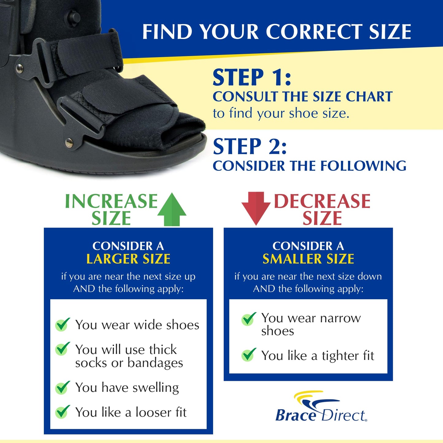 Brace Direct Air CAM Walker Boot for Foot and Ankle Fractures Sprains and Post Surgical Recovery - Lightweight Short Orthopedic Boot (US SHOE: Men 11-12.5 Women 12-13.5)