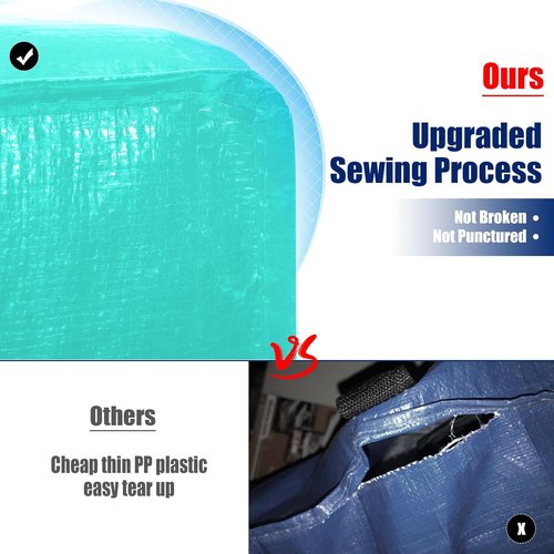 Cosy Family Extra Large Moving Bags - 8 Pack with Backpack Straps & Strong Zippers | 40 Gallon, Aquamarine
