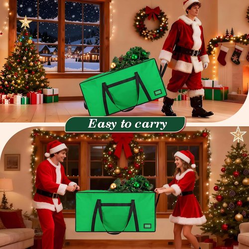 Heavy Duty Christmas Tree Storage Bag by [Brand Name] - Large Capacity with Reinforced Handles & Dual Zippers | Fits 3FT-4.5FT Artificial Trees - Green