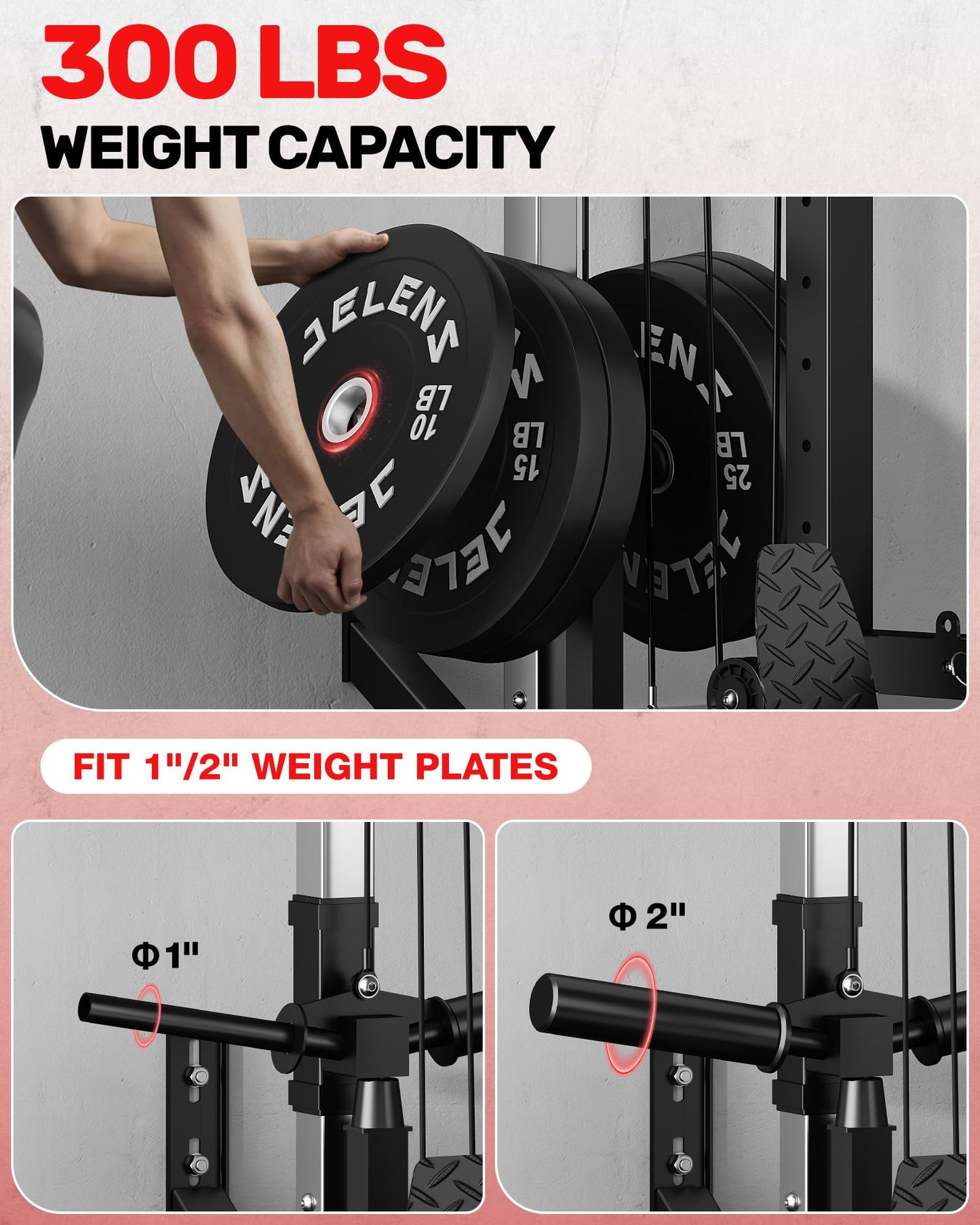 JELENS RC01 Foldable LAT Pulldown Machine with Adjustable seat, Wall Mount Cable Station with 16 Adjustable Positions, Cable Machine Home Gym 2 in 1 (Black, Classical)