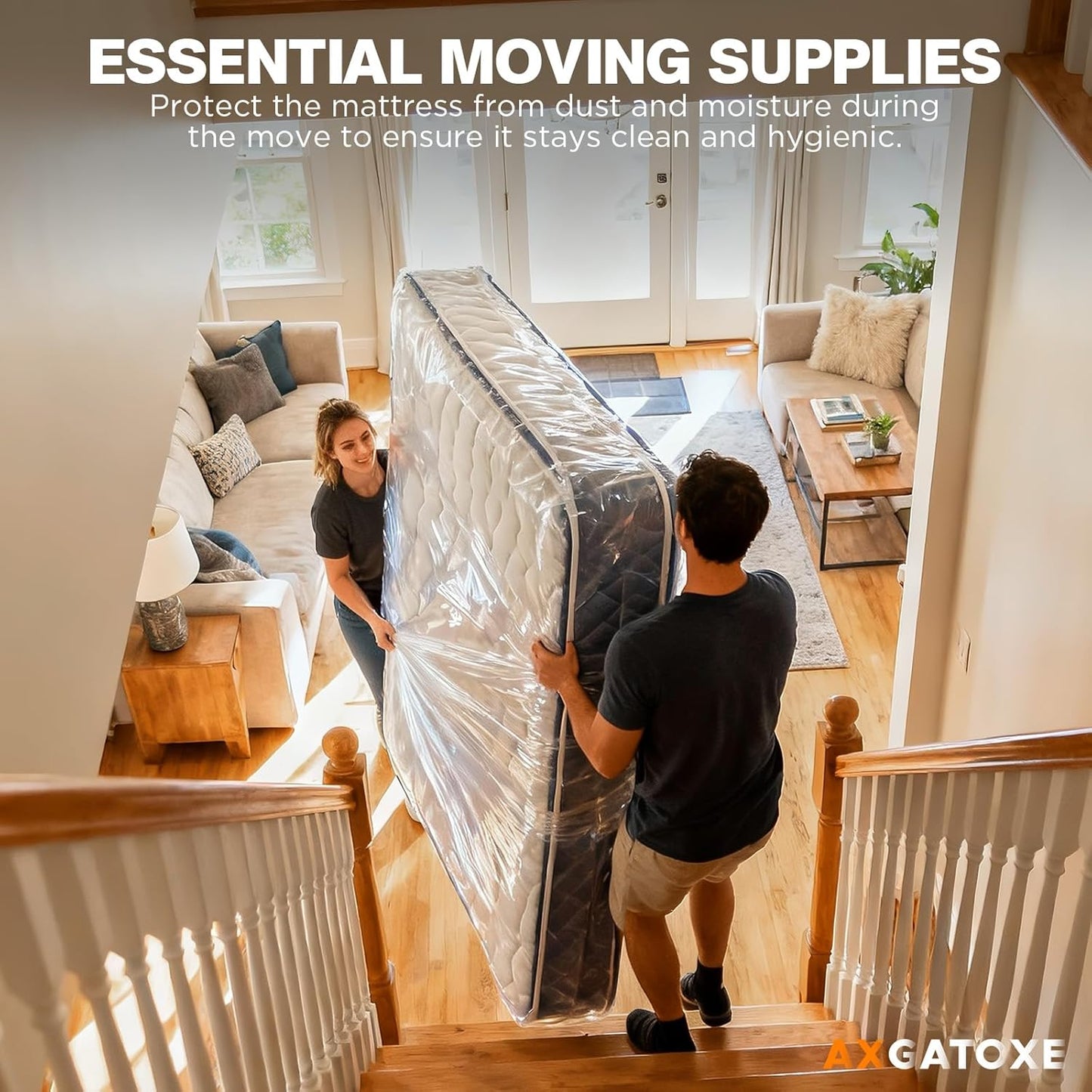 Plastic Mattress Bag - Waterproof Mattress Protector for Moving Supplies | Queen Size (1.5MIL)