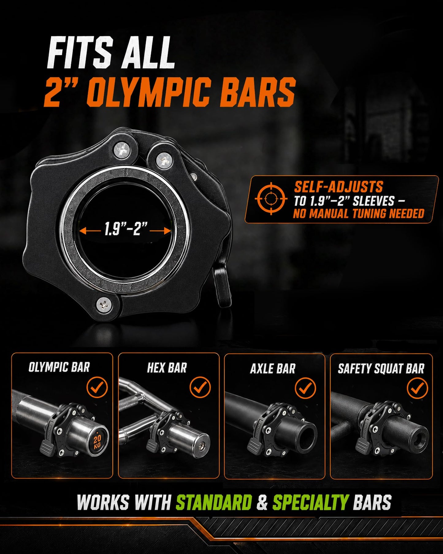 Maxrich 2-Inch Magnetic Barbell Clamps, Quick Release Olympic Collars with 2.5cm Ultra-Thin Design for 1.9-2" Bars & Home Gym