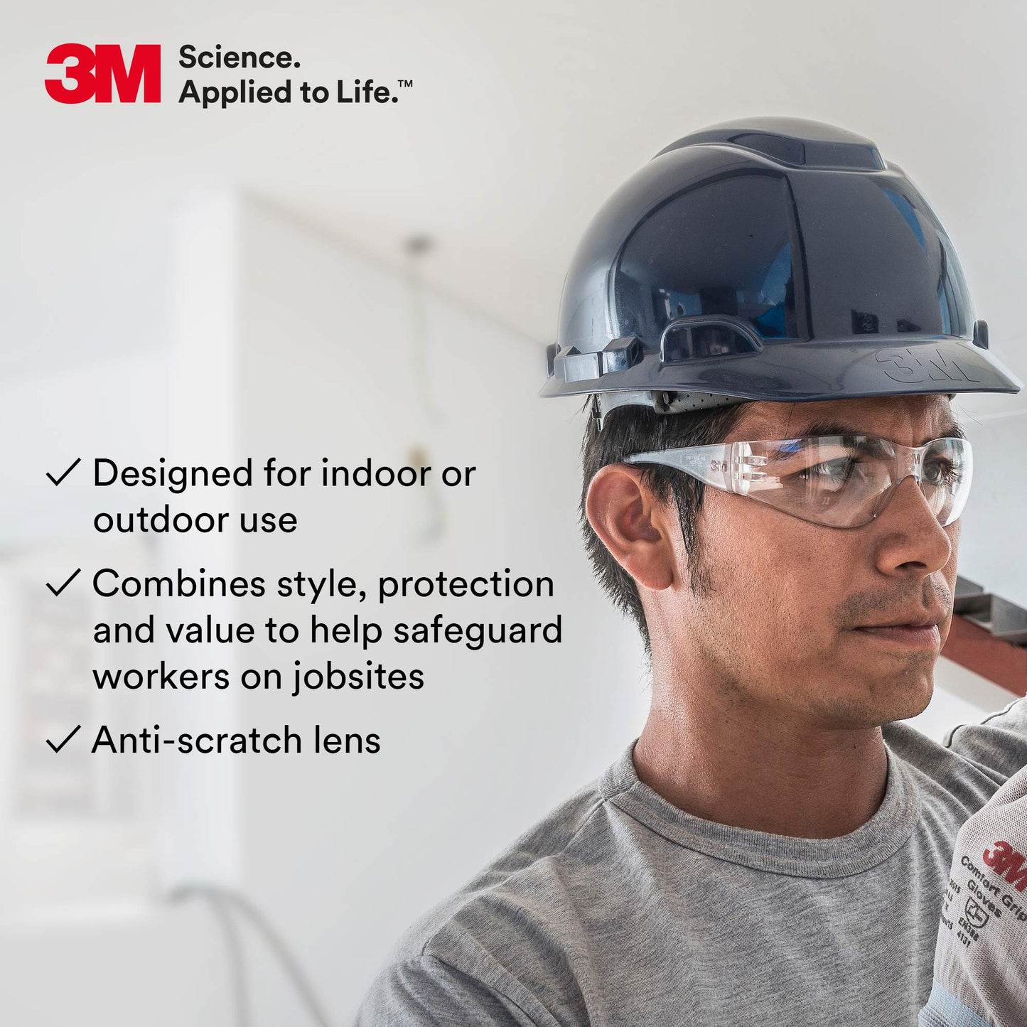 3M Safety Glasses, Virtua, Pack of 100, ANSI Z87, Unisex, Clear Hard Coat Lens, Clear Frame, Economical Eye Protection, Lightweight, Wraparound Coverage, UVA, UVB, UVC