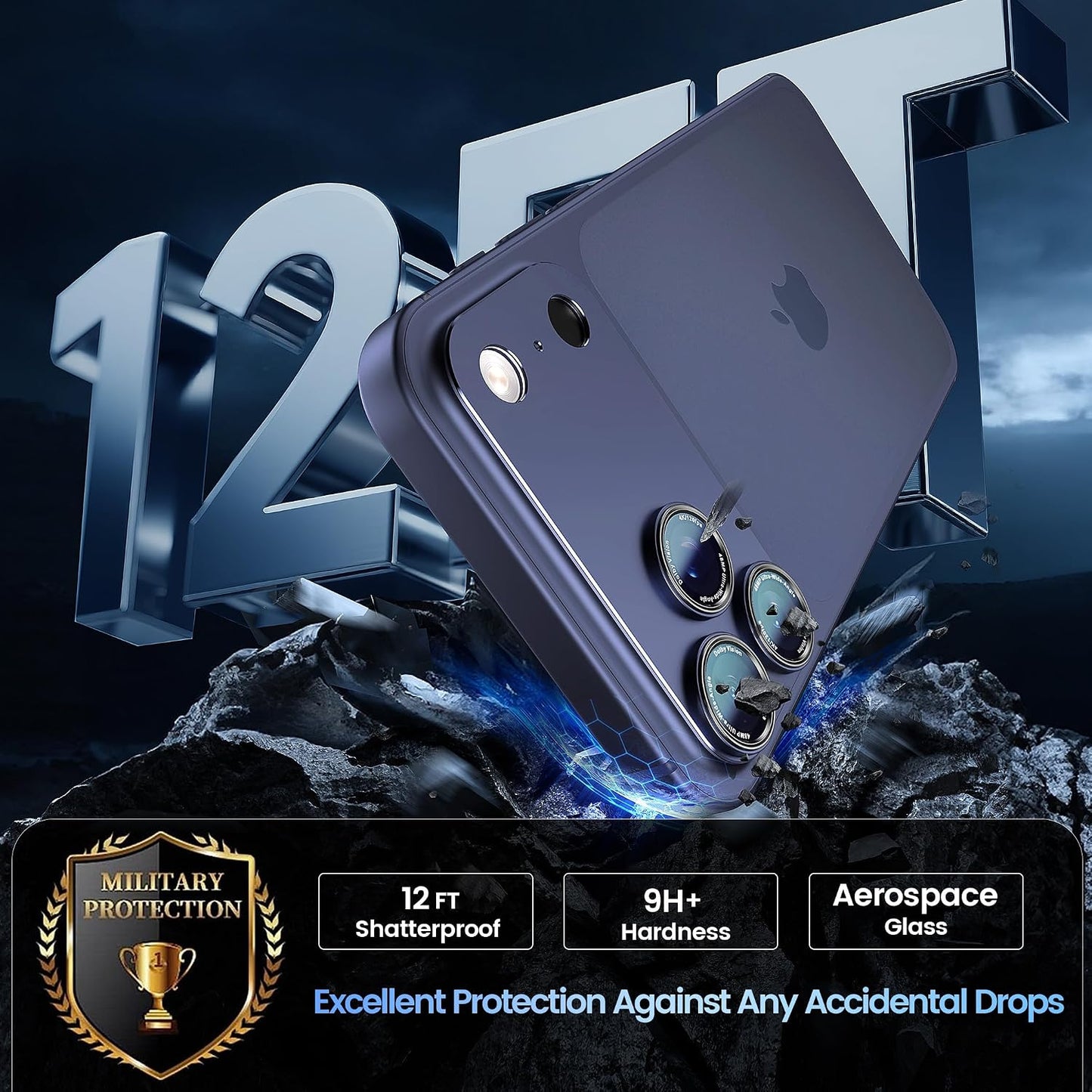 17 CACOE Camera Lens Protector for iPhone Pro Max - Metal Frame Tempered Glass Cover, [Anti-Scratch]
