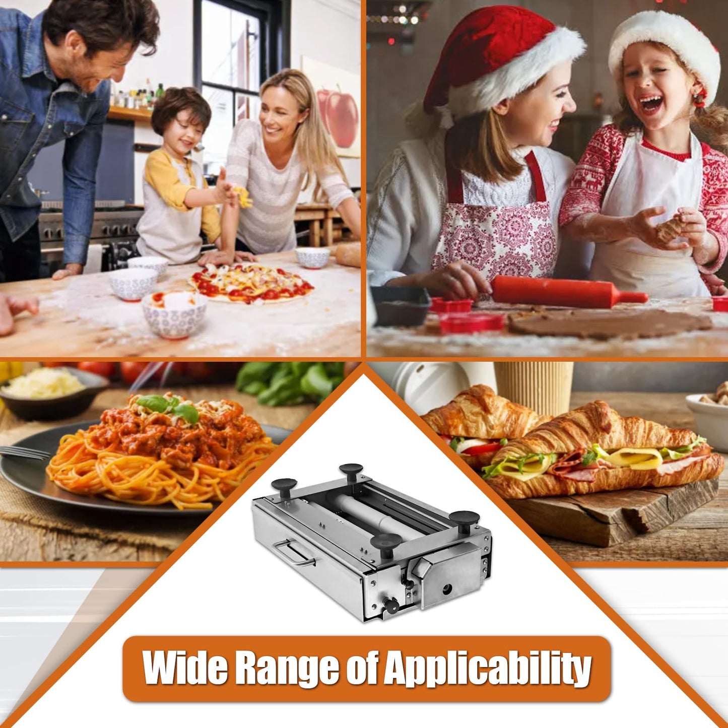 12" Folding Dough Sheeter with Sheeter Board, Stainless Steel Manual Dough Roller Machine, Compact Dough Sheeter, Adjustable Thickness Settings for Bread Marzipan and Puff Pastry (Type A300)