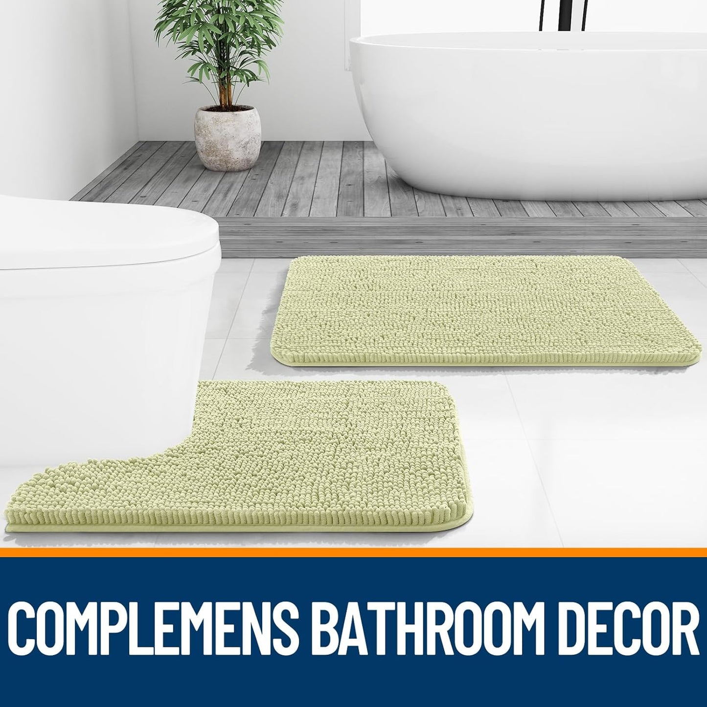OLANLY Small Bathroom Rugs - Extra Soft Chenille Bath Mats | Quick Dry, Machine Washable, 24x16, Vanilla