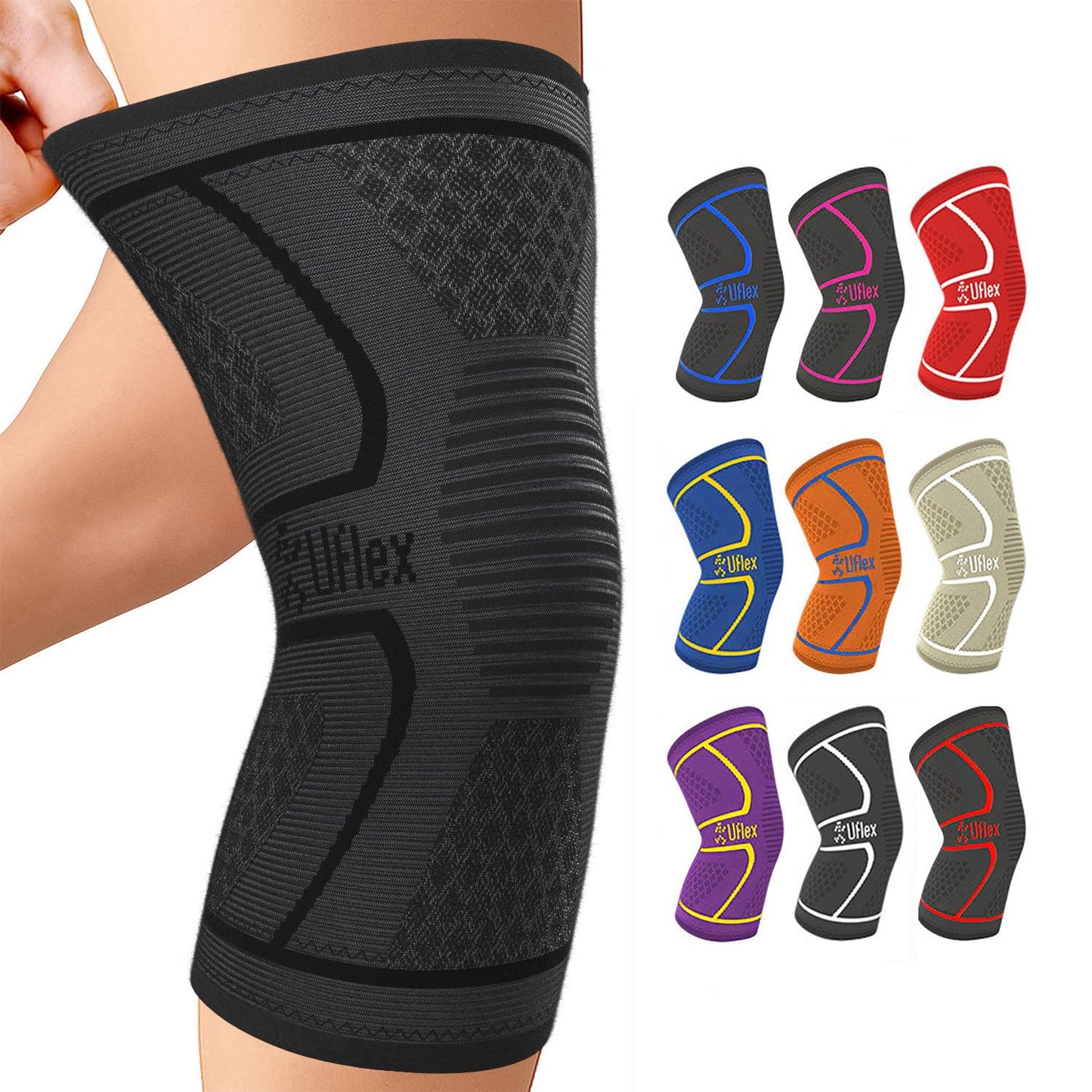 UFlex Athletics Knee Brace for Men and Women Knee Compression Sleeve Support for Arthritis Joint Pain Relief, Workout, Swelling, Sports, Circulation, Running, Recovery Support for ACL & Meniscus Tear Small Black
