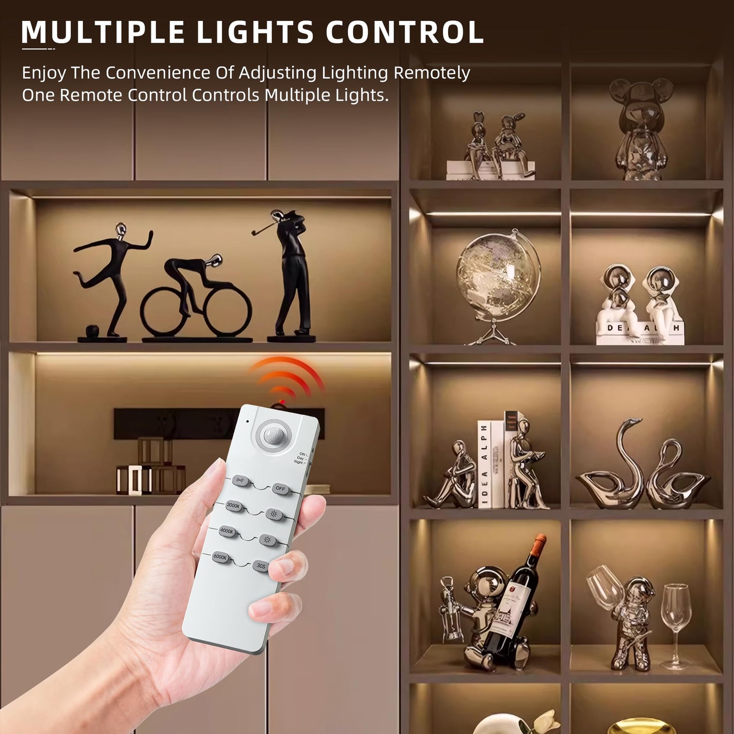 MEKKLEON Under Cabinet Lighting Wireless, 66 LED Rechargeable Battery Operated Motion Sensor Light, 3 Color Closet Lights USB Charging, Dimmable Under Counter Lights with Remote for Kitchen (5, 40cm)