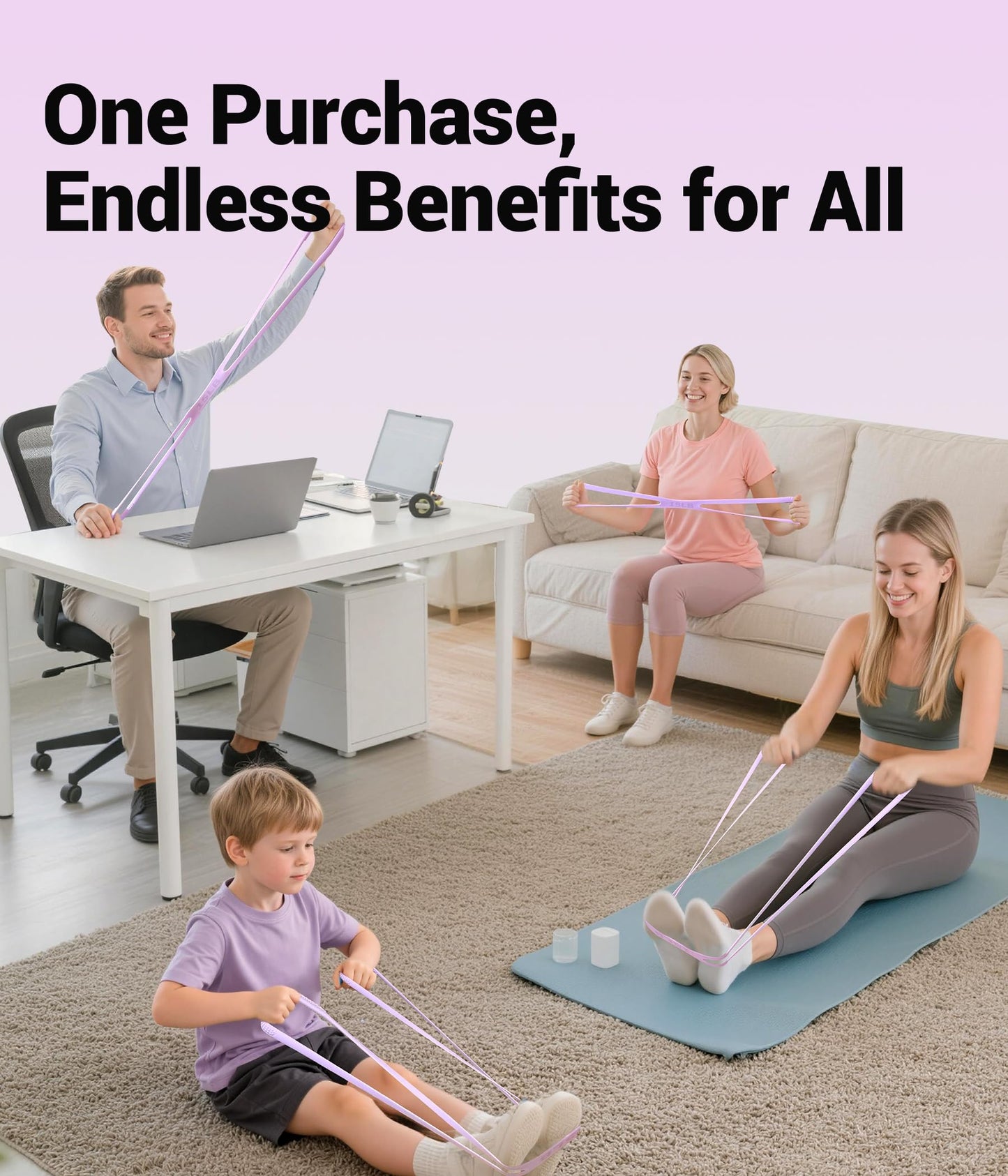 Figure 8 Resistance Bands for Women with User Manual, Upgraded Durable & Odorless Silicone for Arm Back Shoulder Yoga Pilates & Physical Therapy