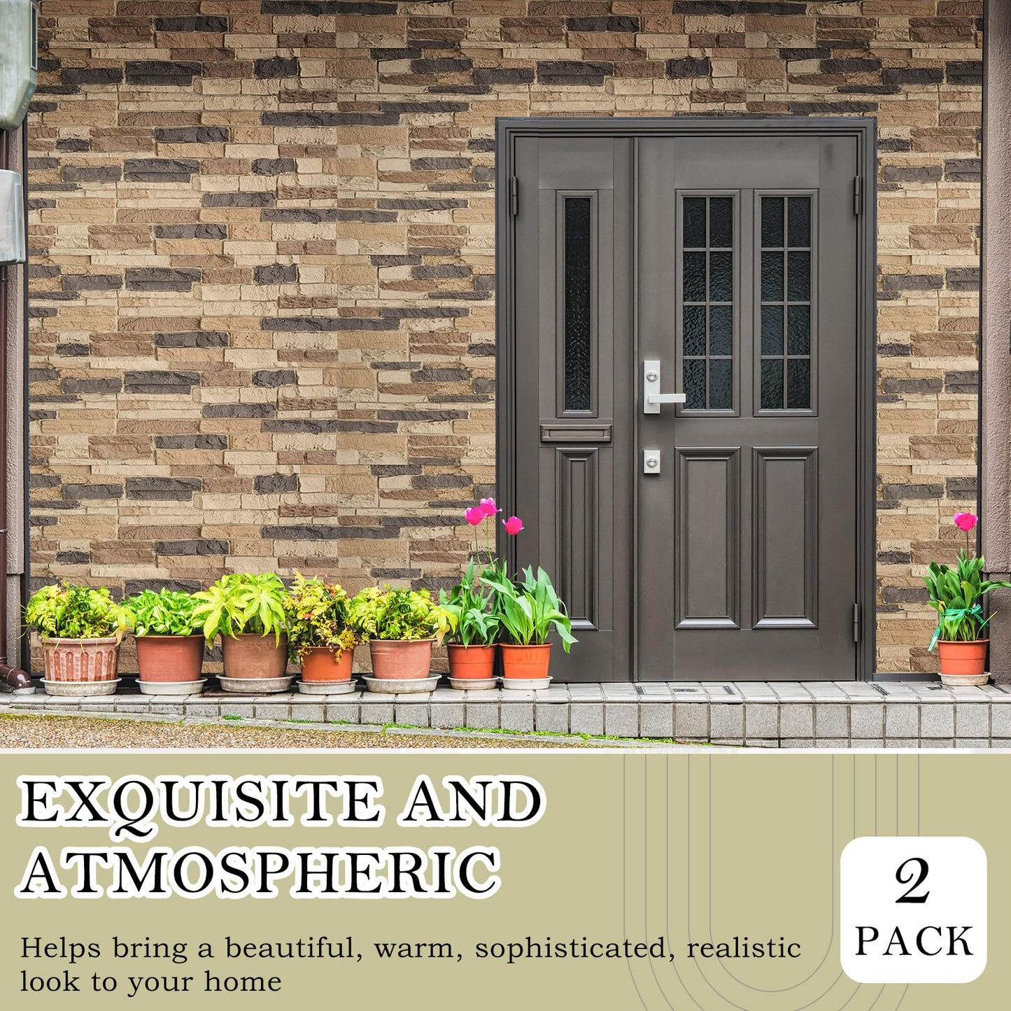 Maasechs 4 Pack Faux Stone Panels Interior 45.6''l x 11.8''h x 0.98''d Faux Siding Panels Exterior Artificial 3D Veneer for Wall Decor Outdoor Home Improvement Projects (PU,Light Brown)