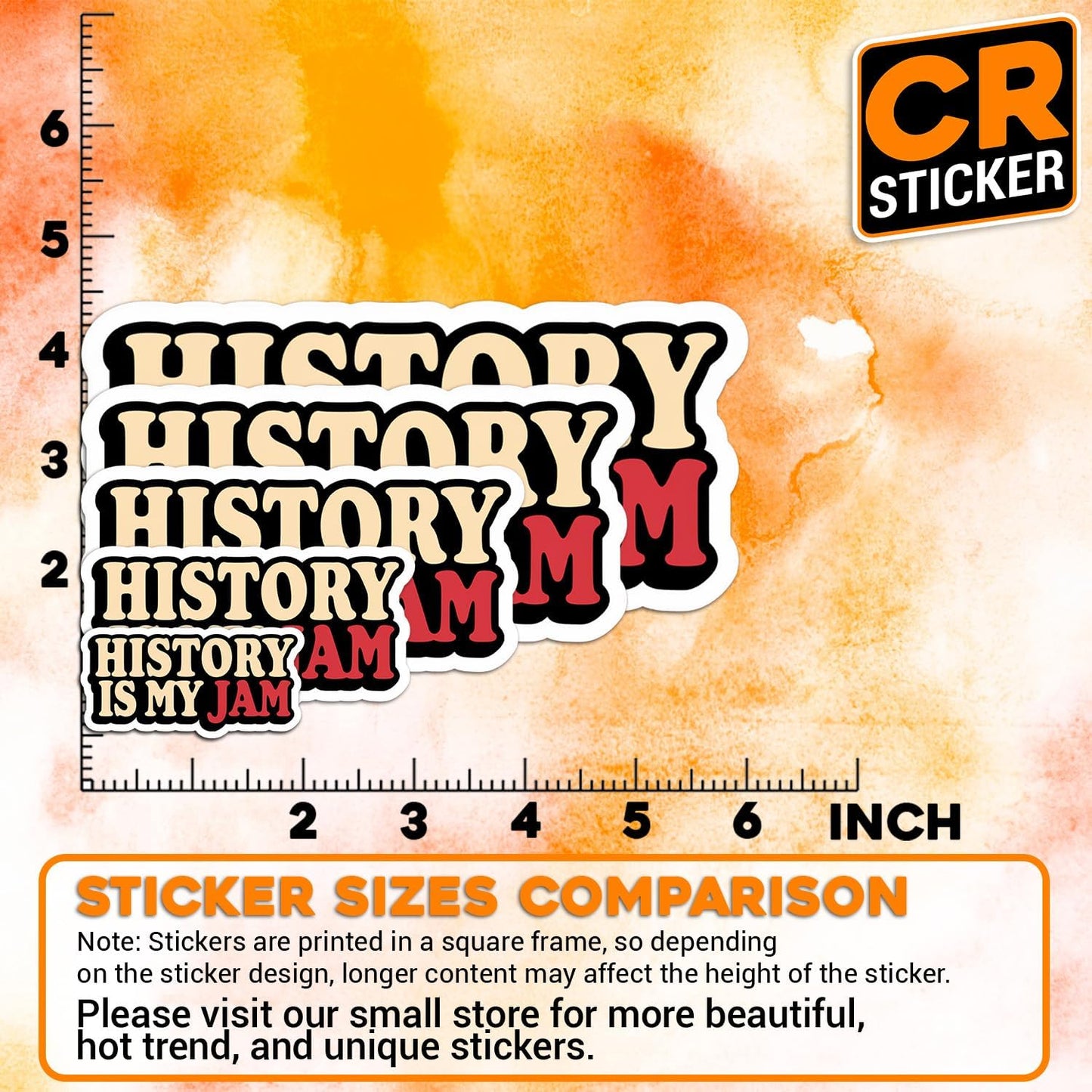 CRSTICKER H5 History is My Jam History Sticker Waterproof Vinyl Decal for Water Bottle Laptop Hard Hat Tumbler Cup Cars