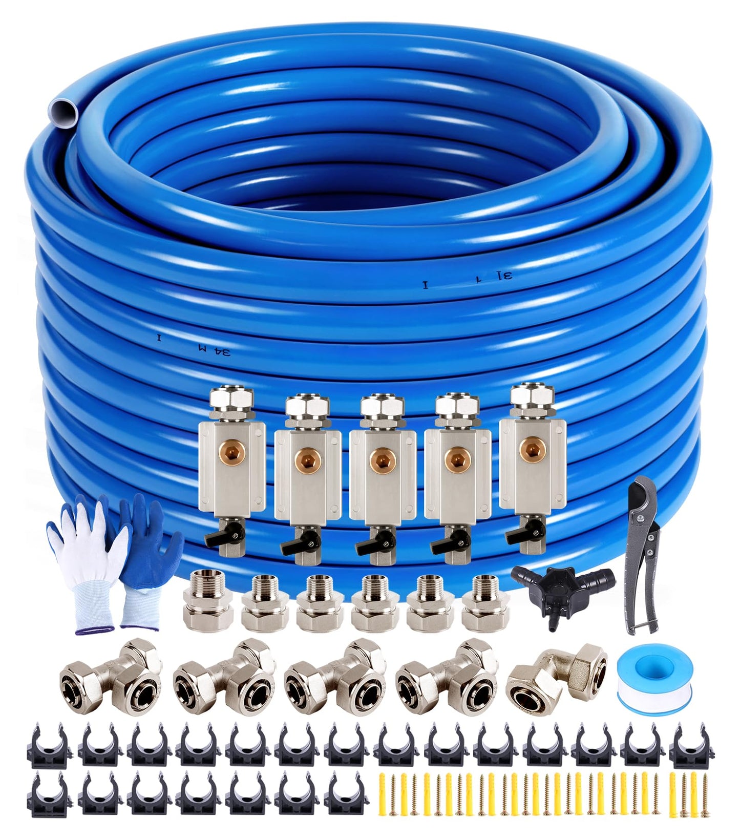 Shop Air Line Kit 3/4"100'&200'&300' HDPE-Aluminum-HDPE Air Tubing Kit for Compressor Accessories, Leak-Proof & Easy to Install Piping System for Garage