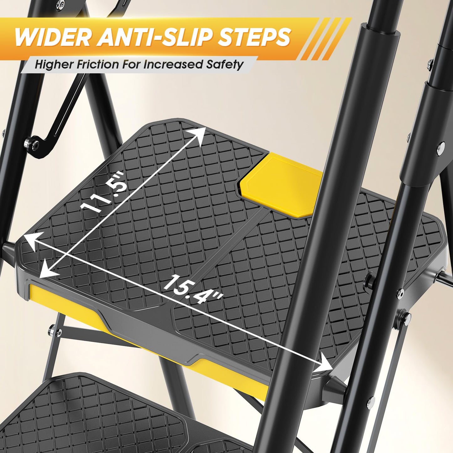 KINGRACK Step Ladder, Sturdy Steel Step Stool with Anti-Slip Wide Pedals, Handrail, Safe-Lock Design, 800lbs Folding Portable Ladder for Multi-Purpose, Home, Kitchen (6-Step with Tool Platform)