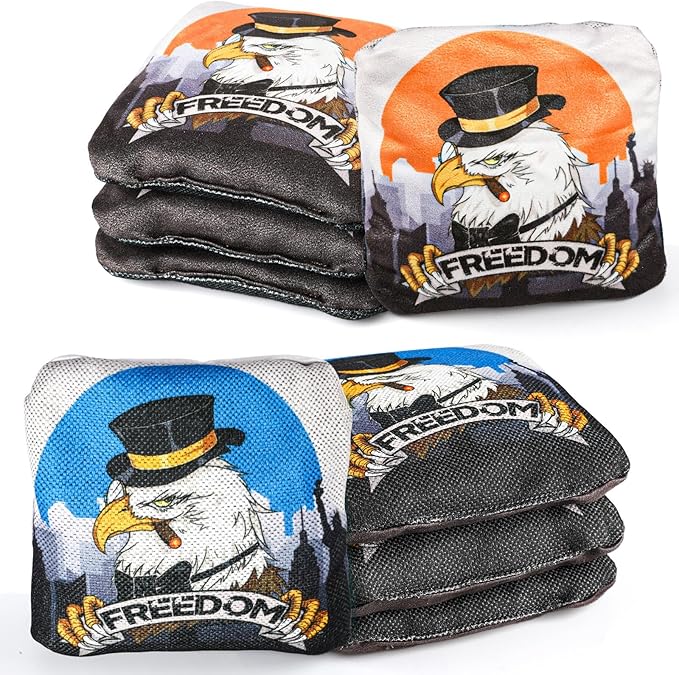 EunHo Cornhole Bags Regulation Dual Sided Set of 8, Professional Cornhole Bean Bags Slick & Sticky Side Bags with Carry Bag
