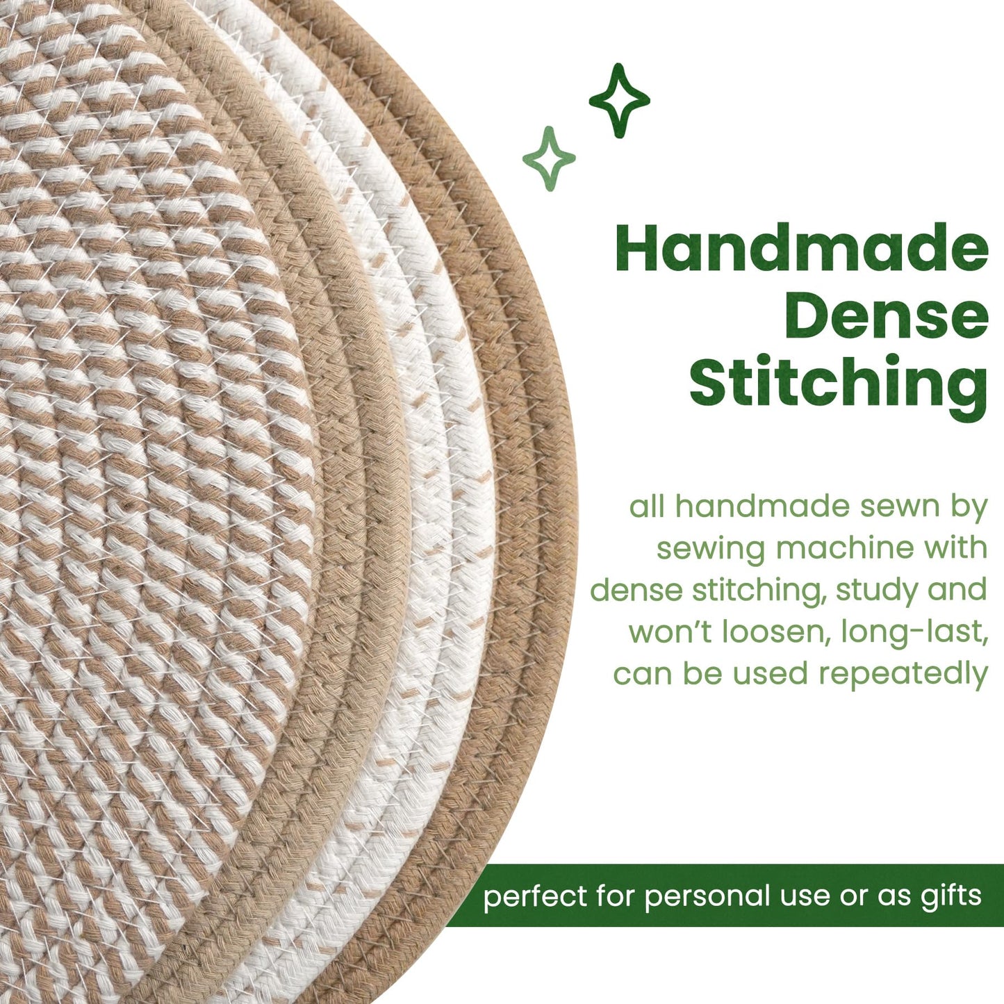 GravGrow Trivets for Hot Dishes, 8 Inch for Pots and Pans, Thicken Heat Resistant With Storage Basket, Pot Holders for Kitchen, Hot Pads Kitchen Essentials, 5 Pcs