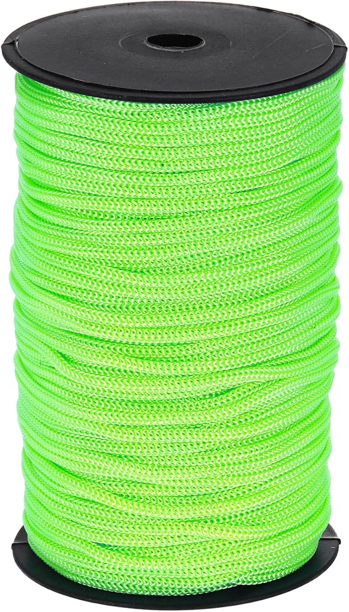 MECCANIXITY 3/16 Inch Polypropylene Rope Braided Ropes, 328ft Nylon Rope Hollow Utility Cord for Clothesline, Camping, Hiking, Outdoor, Fruit Green
