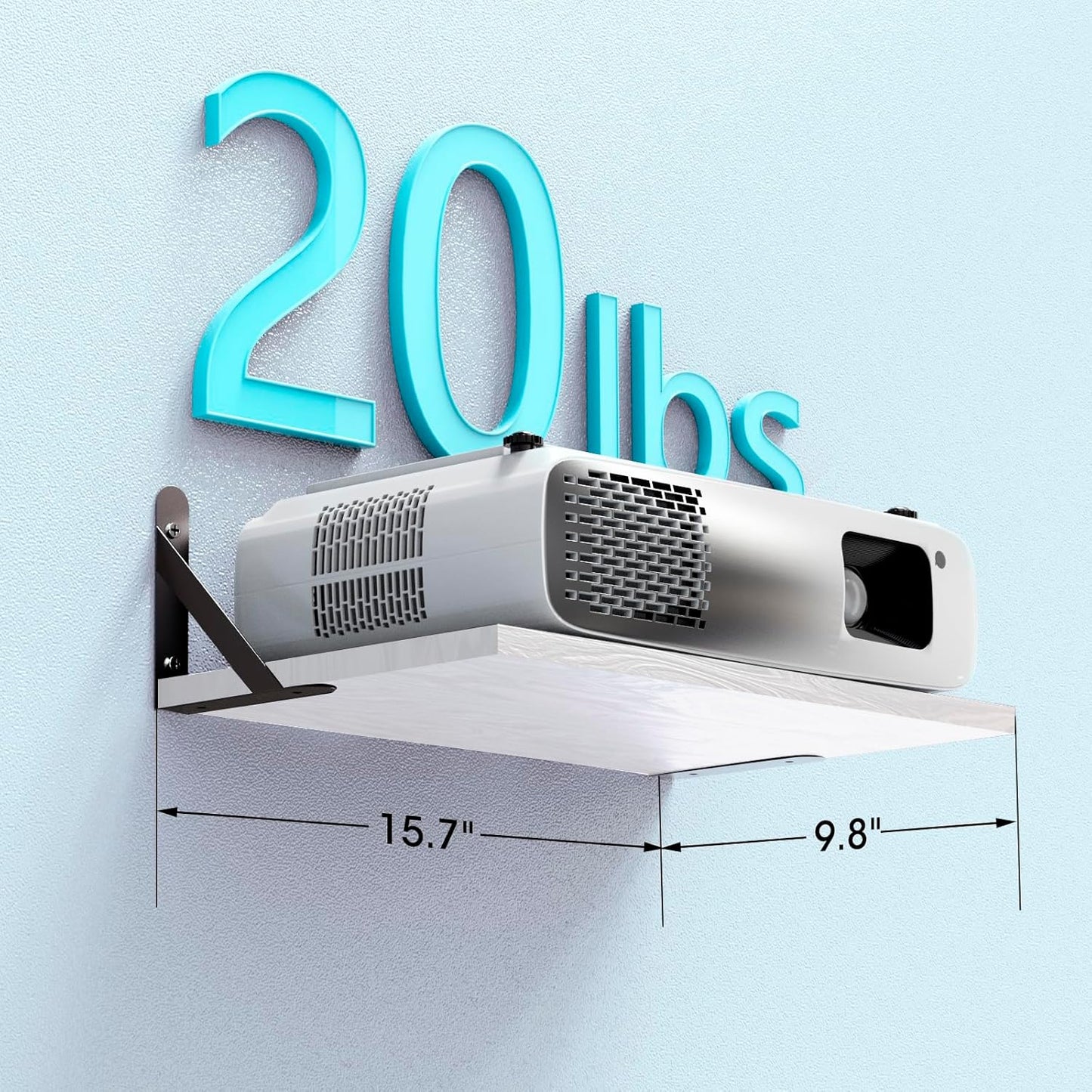 15.7" 9.8"(Lx DAWASAPAT Projector Wall Mount Shelf, Floating Projector Shelf for Wall, Router/Cable Box/Router Wall
