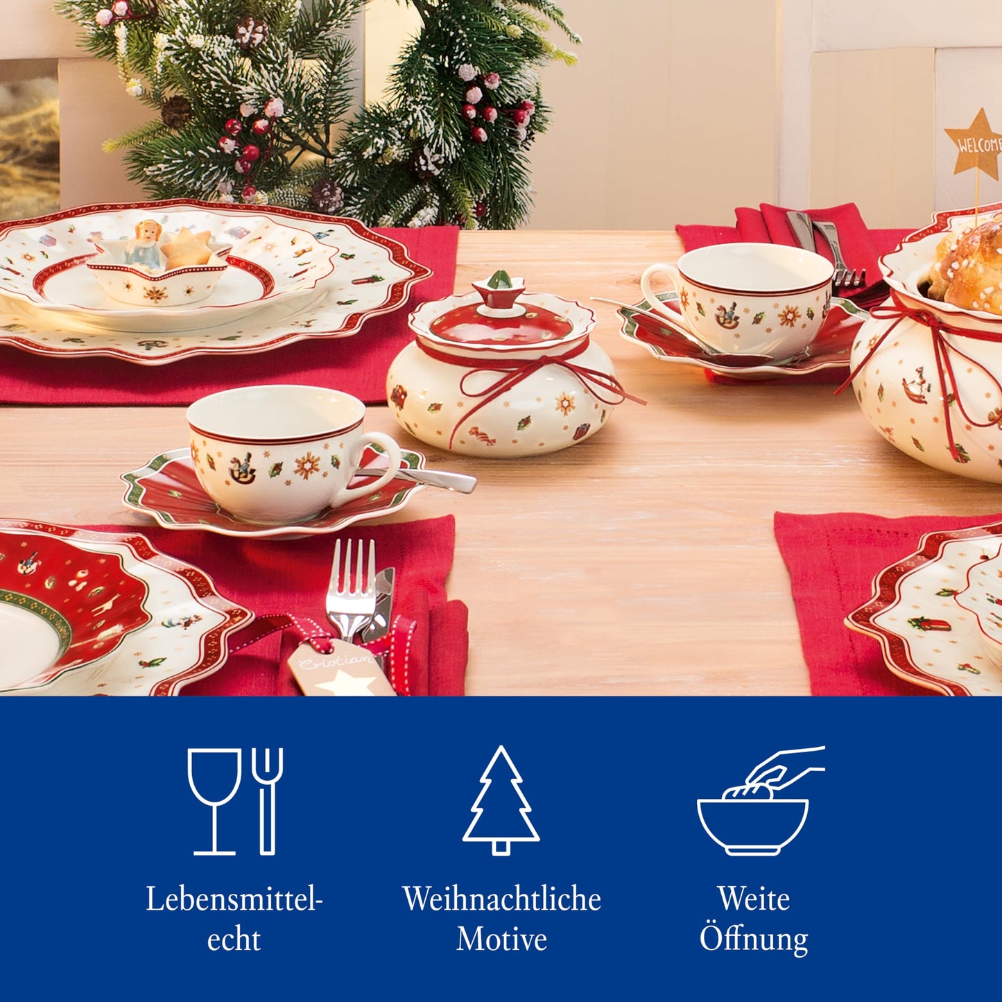 Villeroy & Boch 14-8585-4556 Toy's Delight Box Small, Porcelain, White/Red
