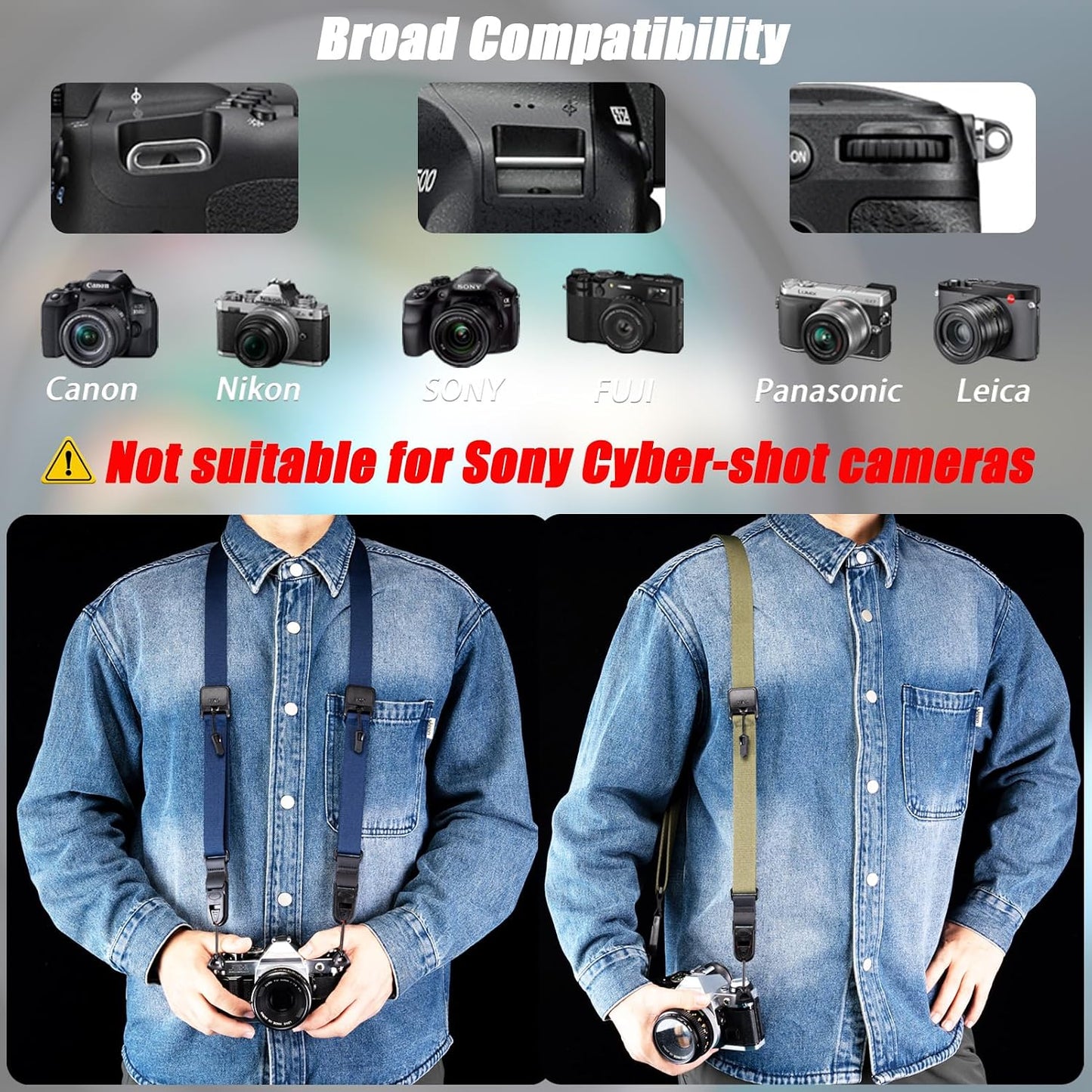 VKO Quick Release Crossbody Camera Strap - Adjustable Neck & Shoulder Strap for DSLR & Mirrorless Cameras