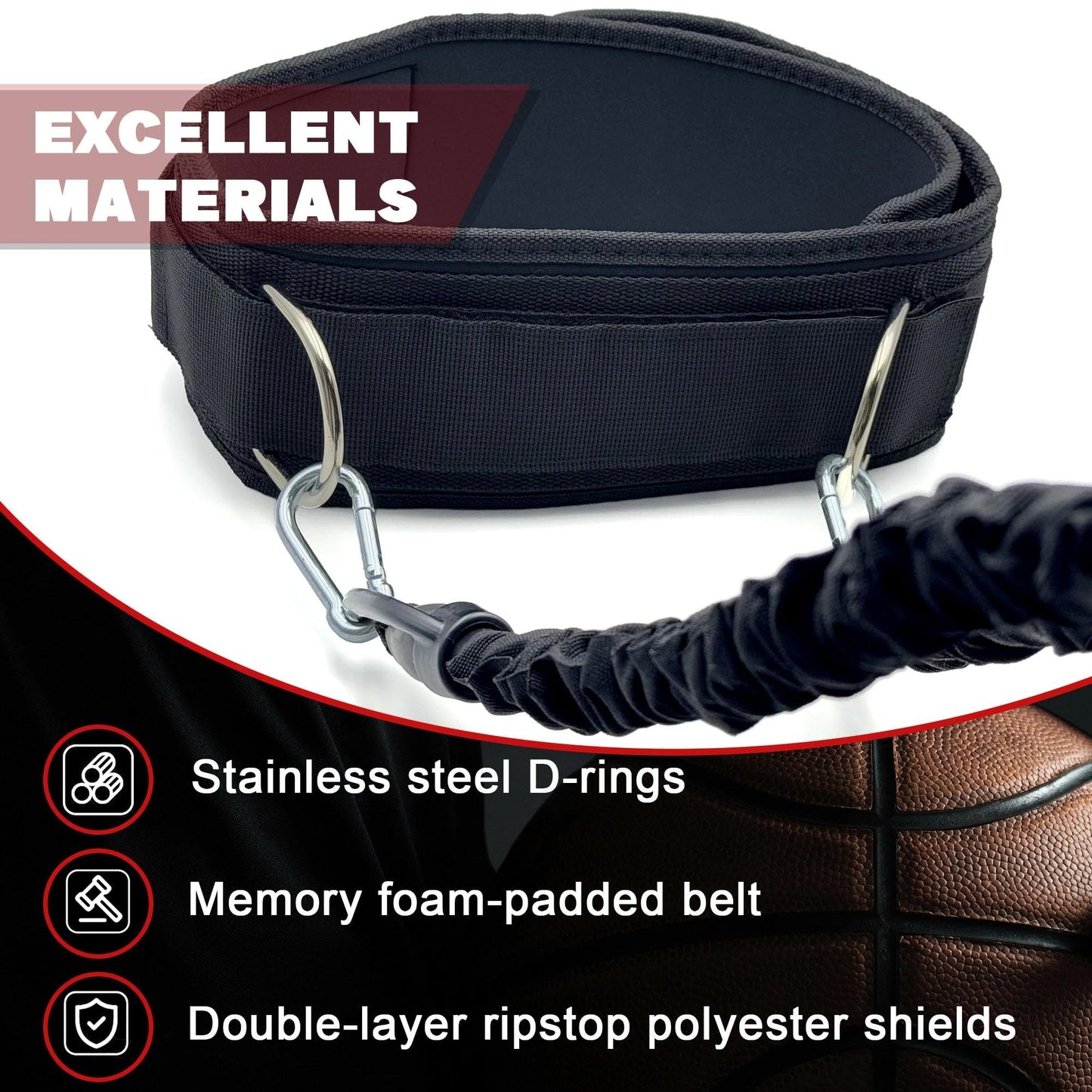OKQX 1-Pack Zone Defense Resistance Band Kit, Basketball & Volleyball Agility Training Belt Kit – Resistance Band Speed & Coordination Trainer with Adjustable Waist Strap, Black