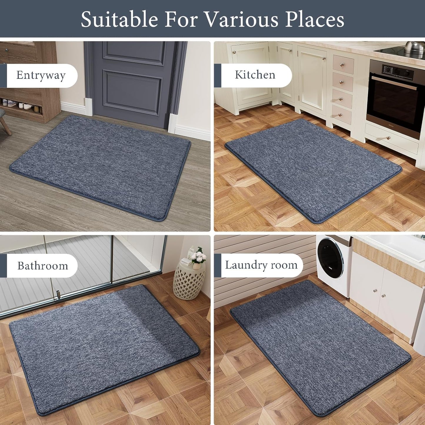 Amearea Modern Soft Area Rug - Chic Washable 2x3 Small Throw Rug for Bedroom & Hallway | Non-Slip Fluffy Carpet in Blue and White