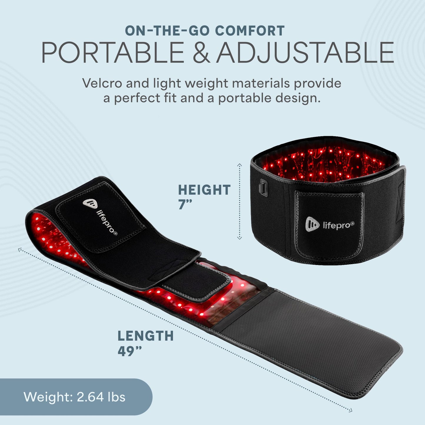 Lifepro Red Light Therapy Belt – Allevared Infrared Red Light Therapy for Body, Back Pain and Shoulder - 660nm & 850nm Near Infrared Heating Pad – Adjustable & Portable for Wellness & Relaxation