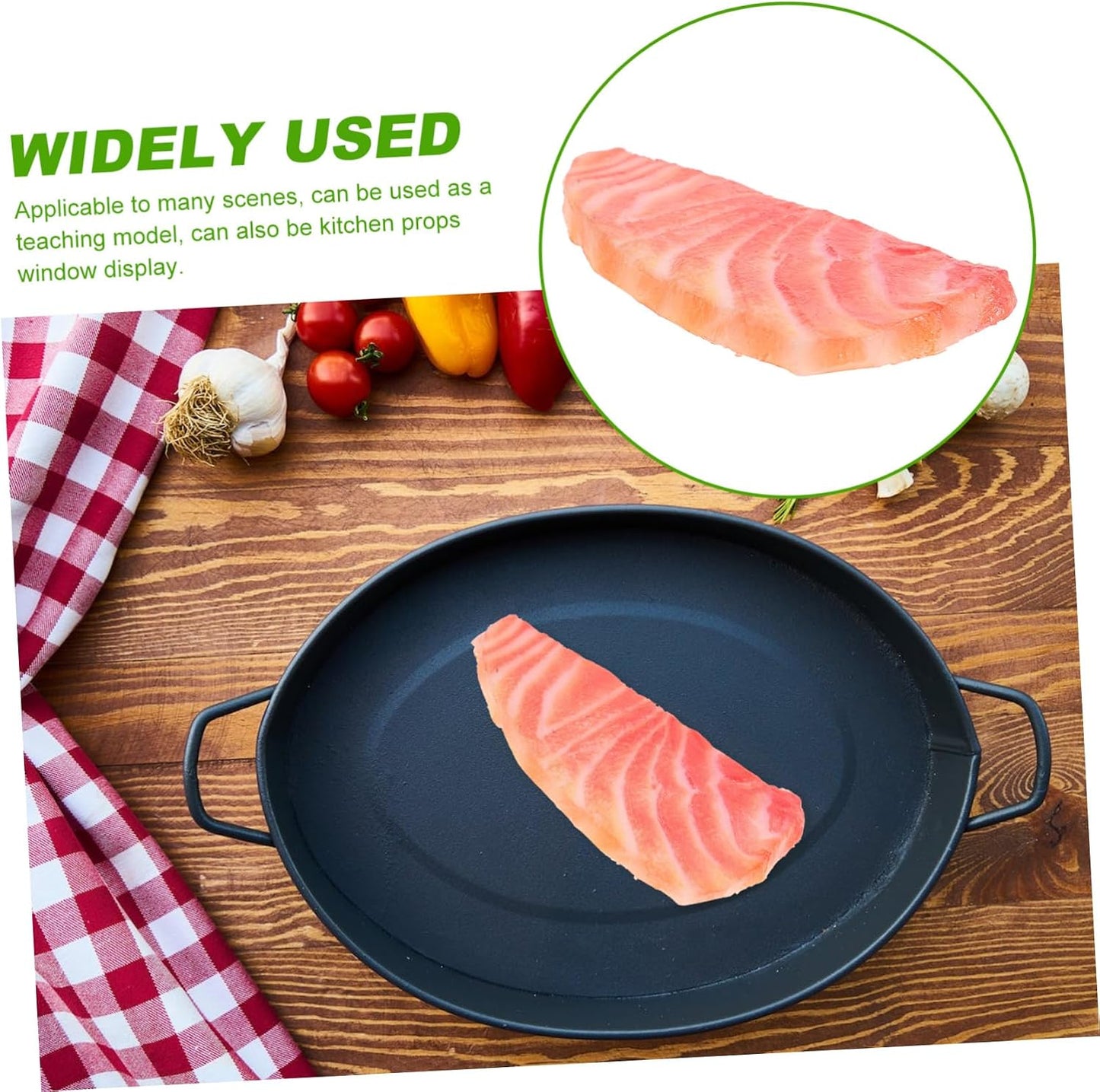 KESYOO Lifelike Salmon Slice Model Realistic Simulation Fish Decoration for Photography Props Early Education Food