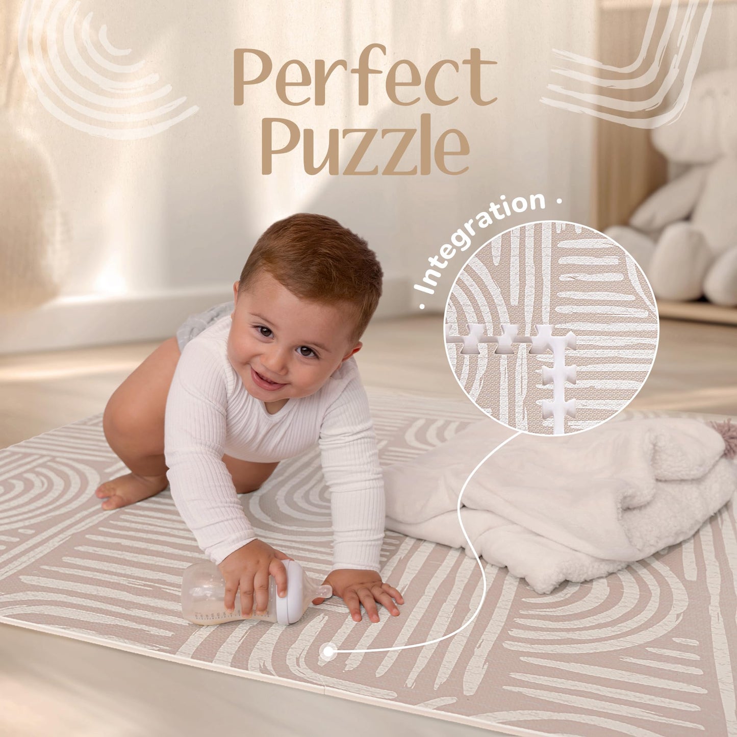 Baby Play Mat – Premium Foam Playmat for Babies & Toddlers, 67" x 48", Neutral Modern Look, Easy-Clean & Non-Toxic, Decor-Friendly Baby Floor Play Mat for Any Room. Co-Toddlery