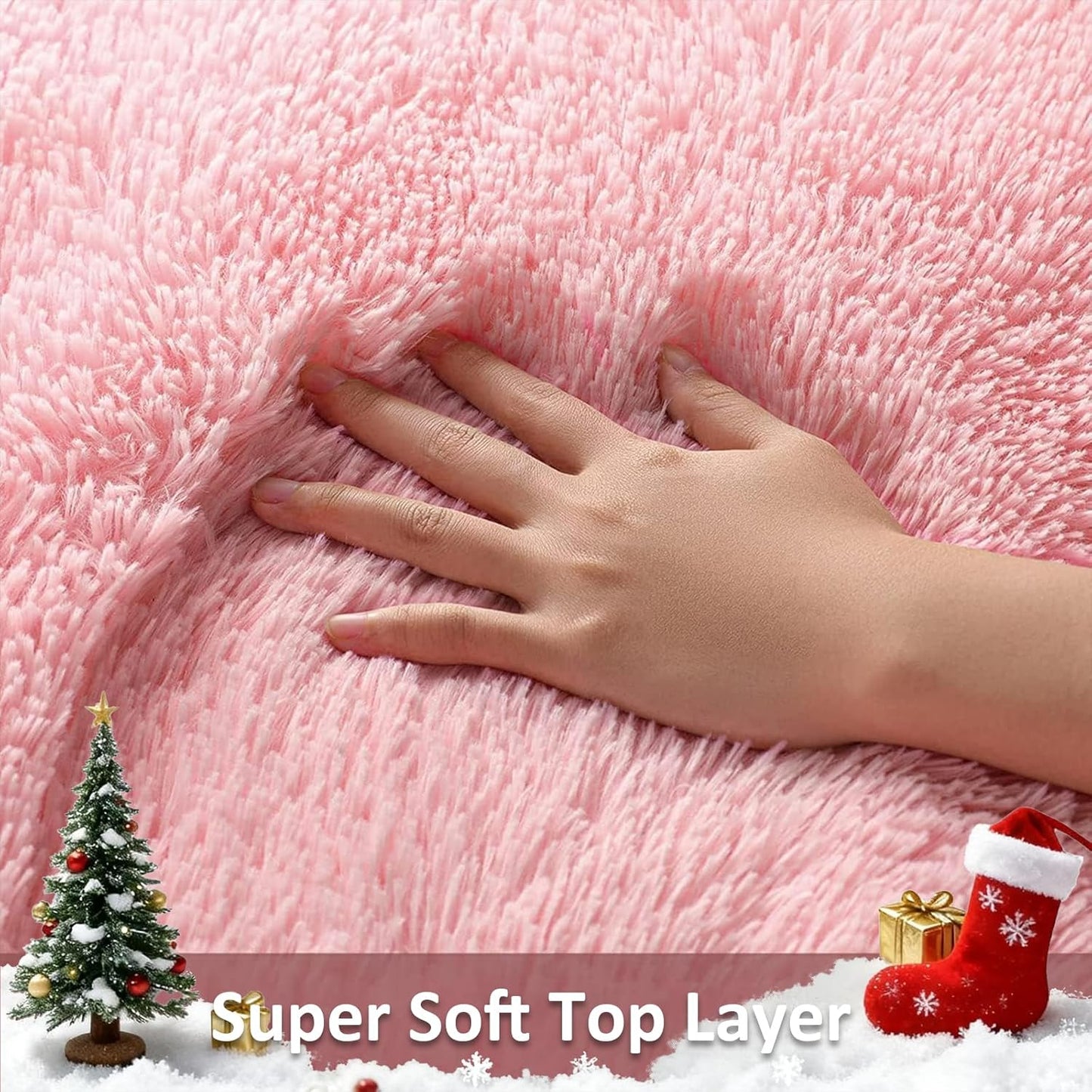 Ophanie Pink Area Rug - Fluffy 5x8 Shag Carpet for Girls' Bedroom | Soft Plush Indoor Floor Decor