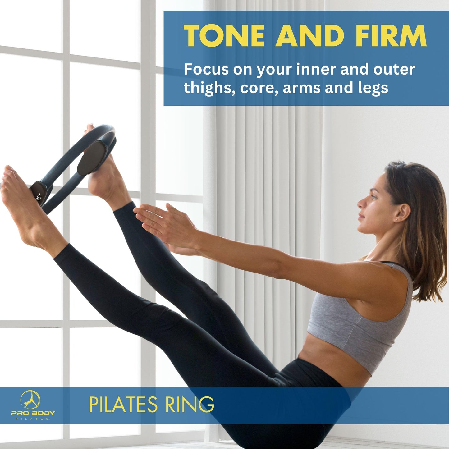 ProBody Pilates Fitness Circle – 14 Inch Pilates Ring for Yoga and Other Workouts, Focusing on Toning Inner Thighs, Arms, Core and Back, at Home Pilates Equipment (Purple)