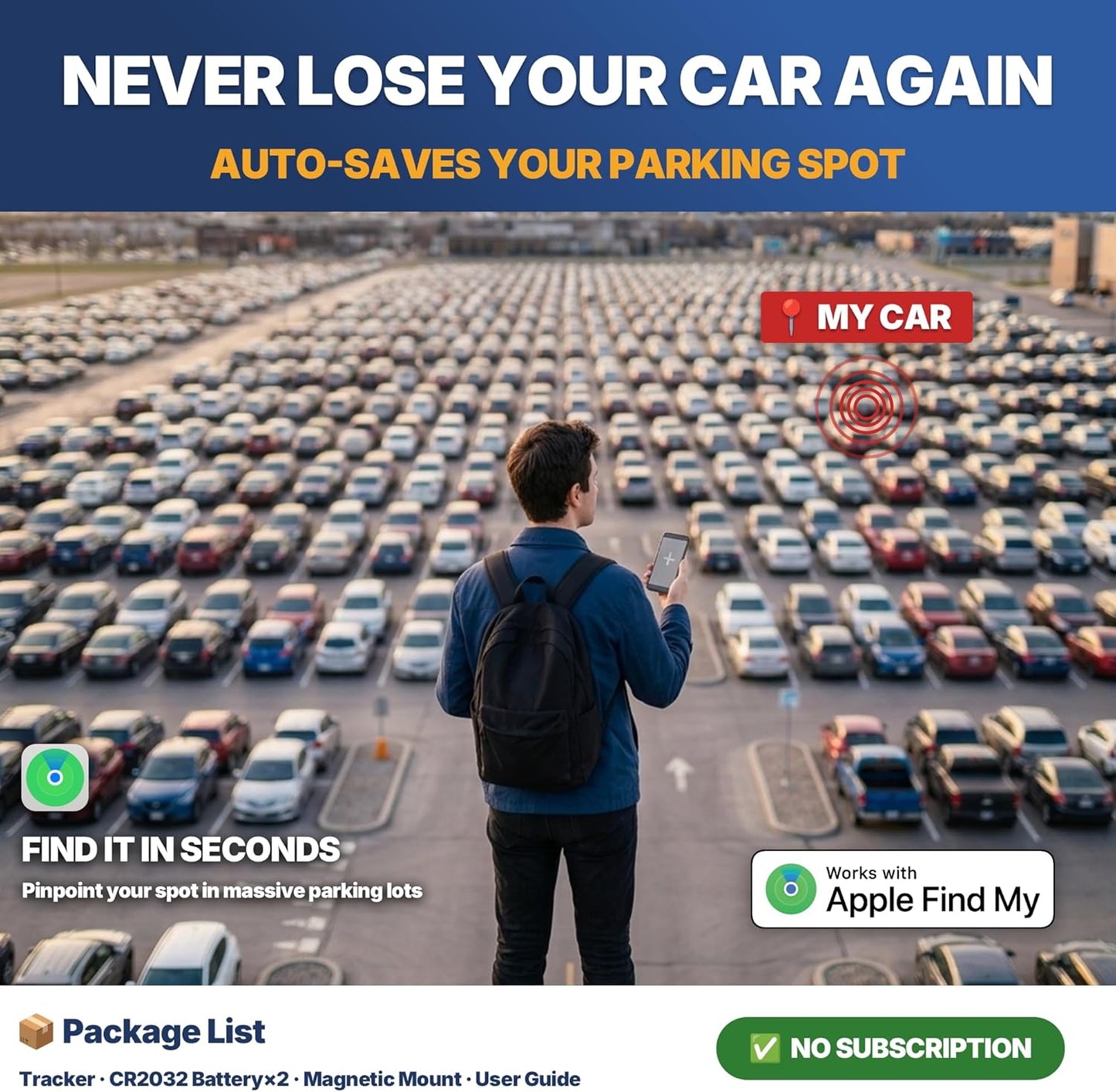 JPBEIDUOYIN IP67, 365 GPS Tracker for Vehicles - Magnetic Mini Car GPS Tracker, No Subscription, Works with Apple Find