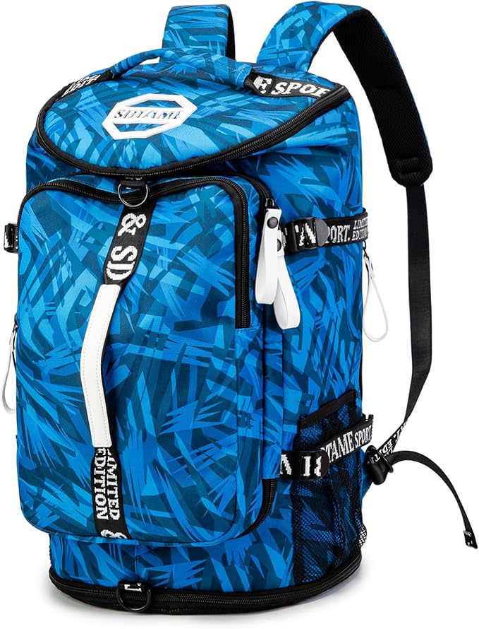 Gym Duffle Bag Backpack with Shoe Compartment,4 ways Travel Backpack for Women and Men,Multi-Functional Weekender bag with Waterproof Layer&Laptop Compartment for Fitness, Travel,Camping