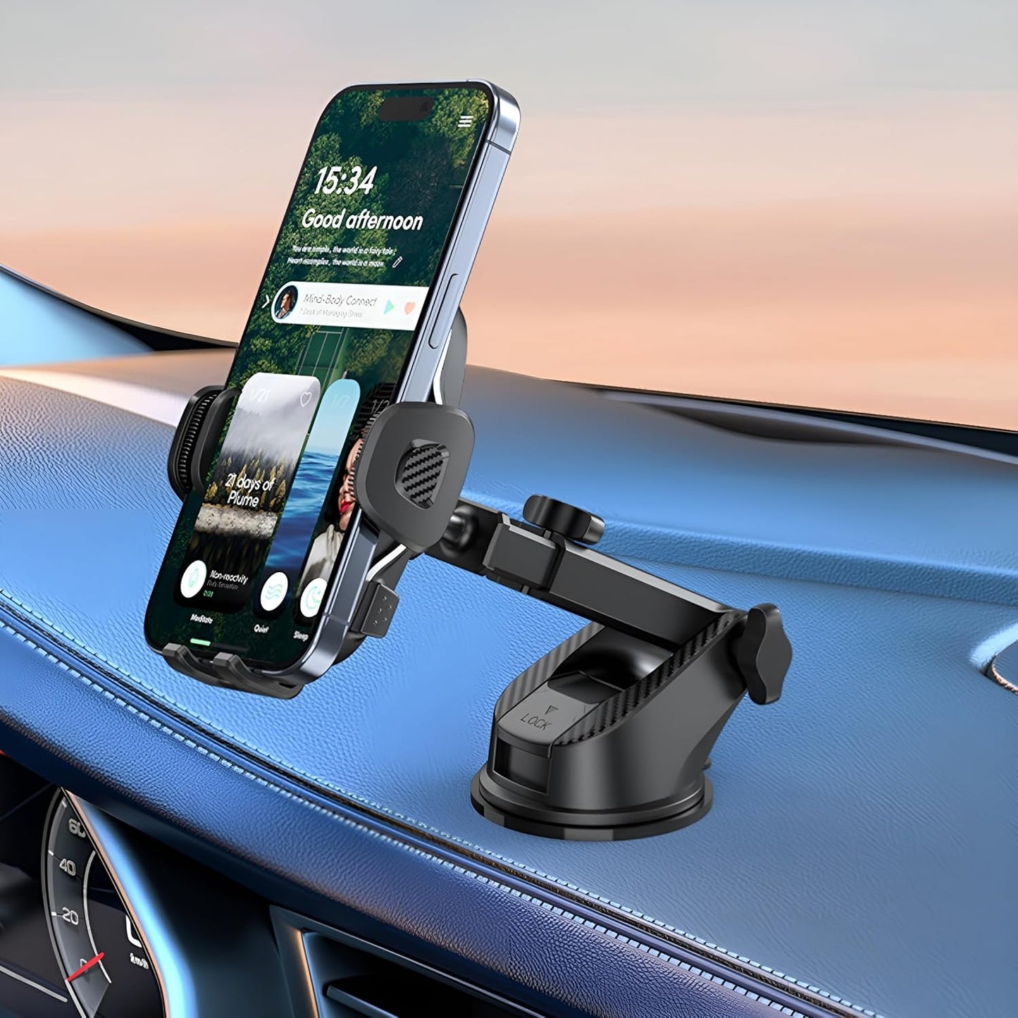 Bittwee 360 Car Phone Holder, Rotation Strong Suction Vehicle Dashboard & Windshield Cellphone Mount, Stable Adjustable