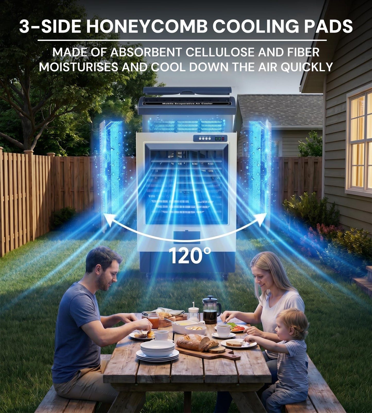 Landeagle 49″ Swamp Cooler Air Conditioner, 6500CFM Portable Evaporative Coolers with 19 Gal Tank,120°Oscillation, Outdoor Cooling Fan with Continuous Auto Fill for Patio Garage Industry Commercial