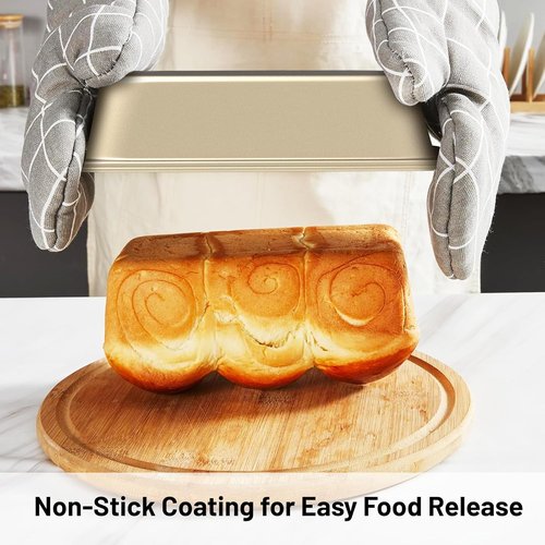 CasaCulina Nonstick Baking Pans Set - 5-Piece Bakeware with Round, Square, Muffin & Loaf Pans | Gold Finish