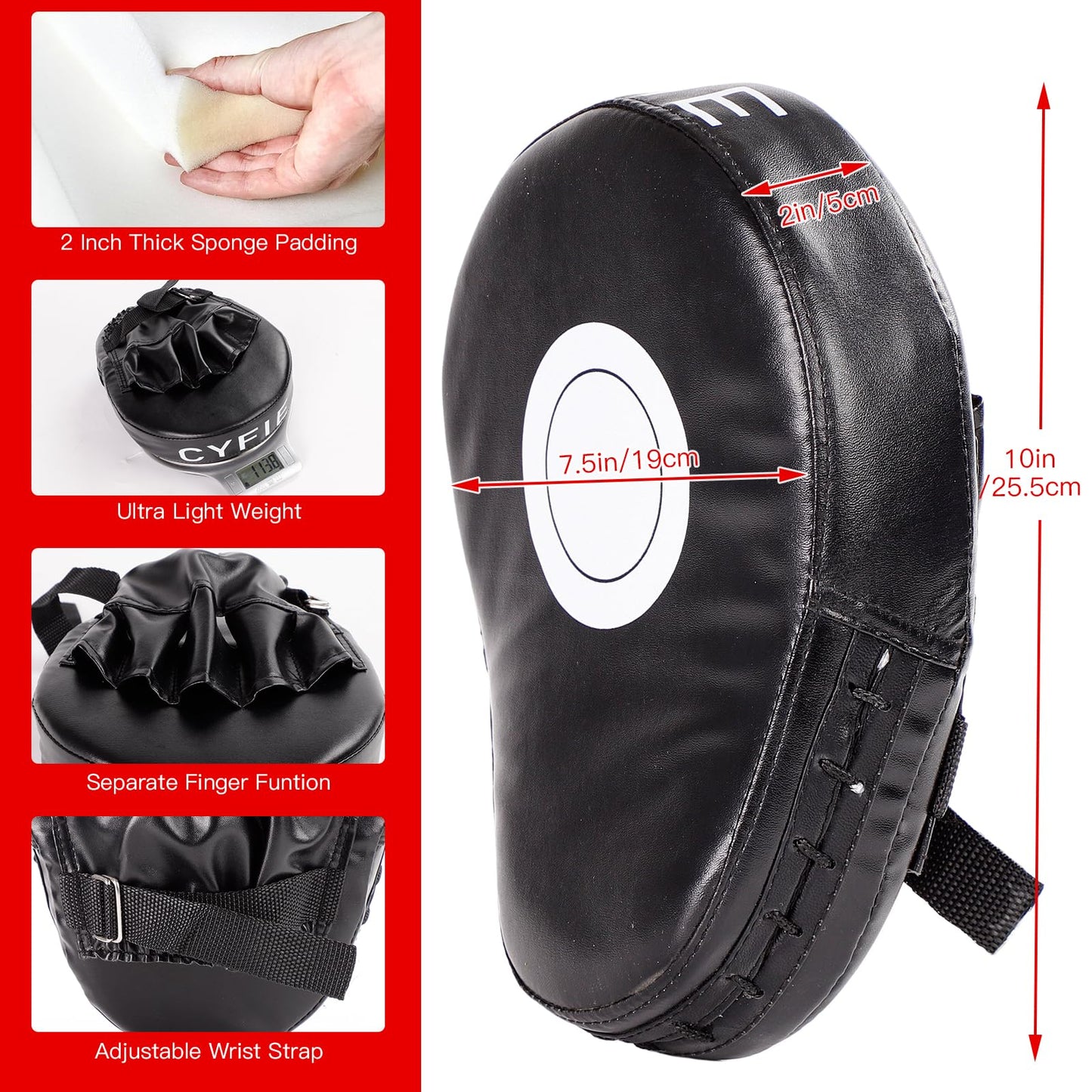CYFIE Boxing Equipment Kids, Kicking Shields Pads Training Gloves Punching Mitts for Karate, Muay Thai, Taekwondo, Martial Arts Home Gym Workout, Karate Kick Pads for Toddler, Youth, Women (Black)