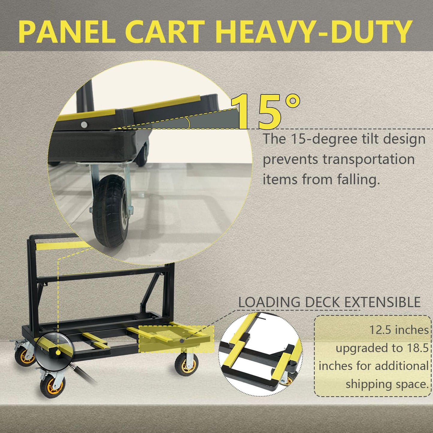 VisHomeYard Folding Drywall Cart, 2200LBS Load Capacity, Sheetrock Dolly, Drywall Cart, Plywood cart, Dolly with Rubber Swivel Casters