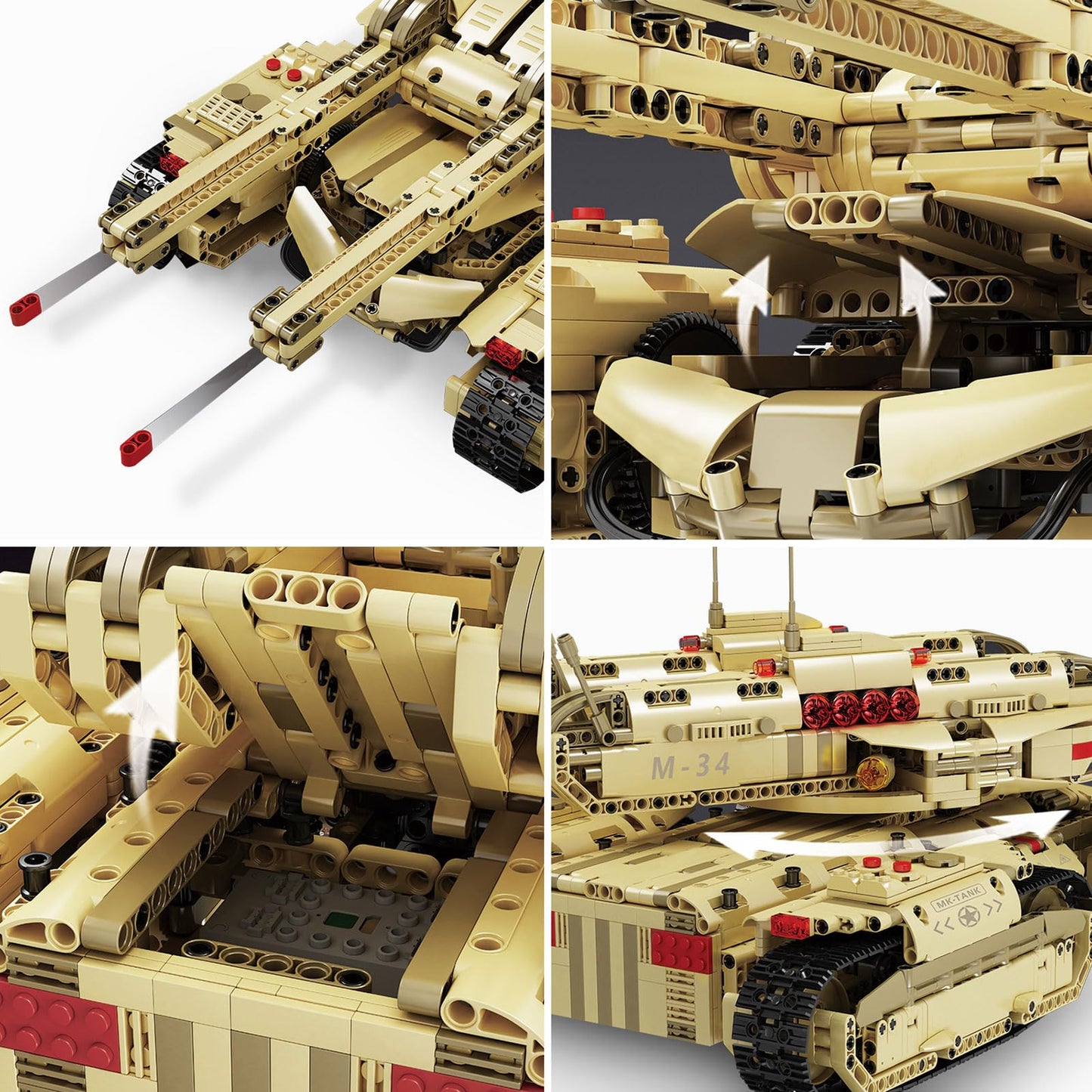 Mould King 20011 Technology MOC Building Block Tank, Remote Control Rechargeable Military Mammoth Tank, RC Tank Model Kits for Adult, 3296 Pieces
