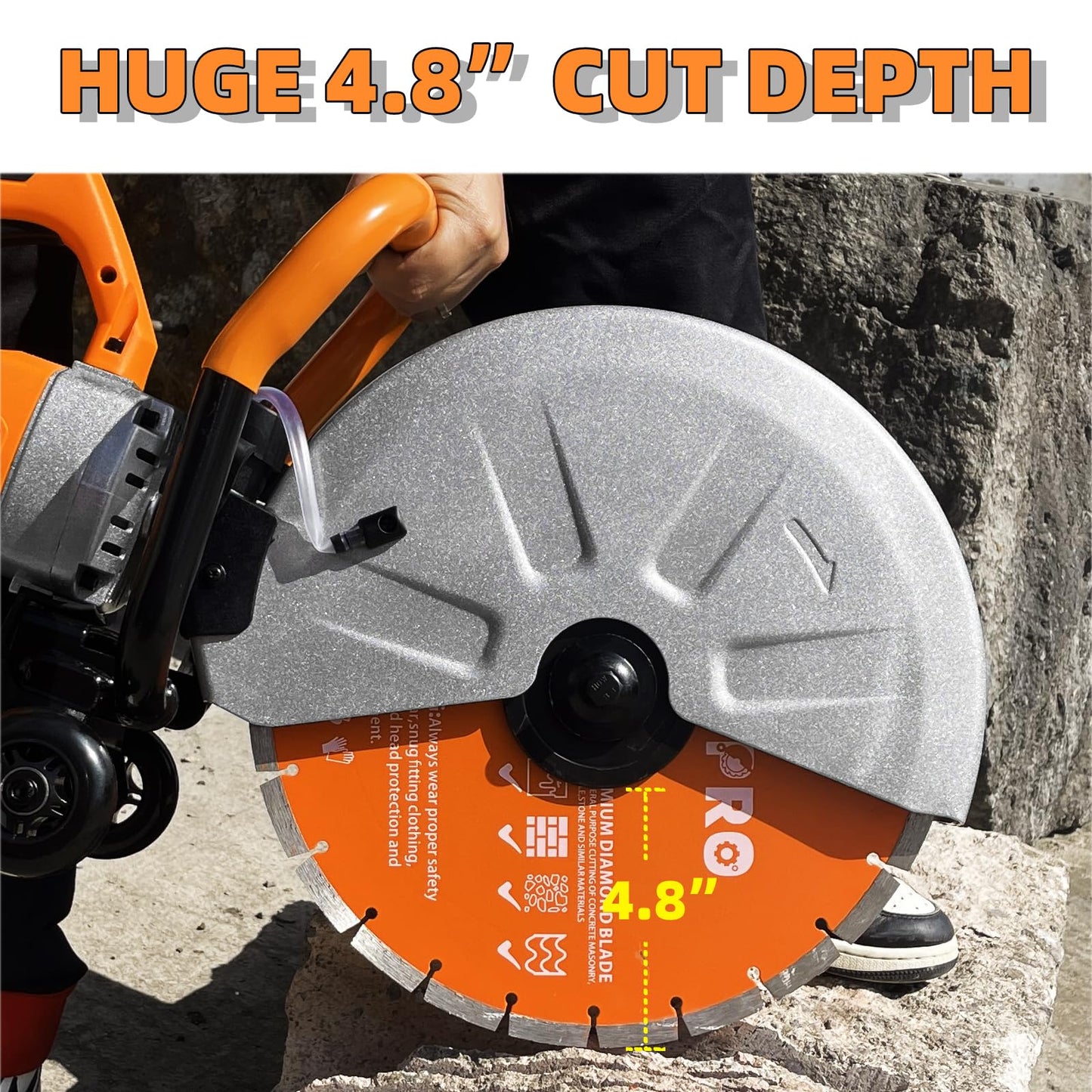HIGOSPRO 14-Inch Electric Concrete Saw 3000W, 110V Cut-Off Saw with Diamond Blade, 4.8" Max Cutting Depth, Heavy-Duty Cement Grinder for Asphalt, Brick, Stone