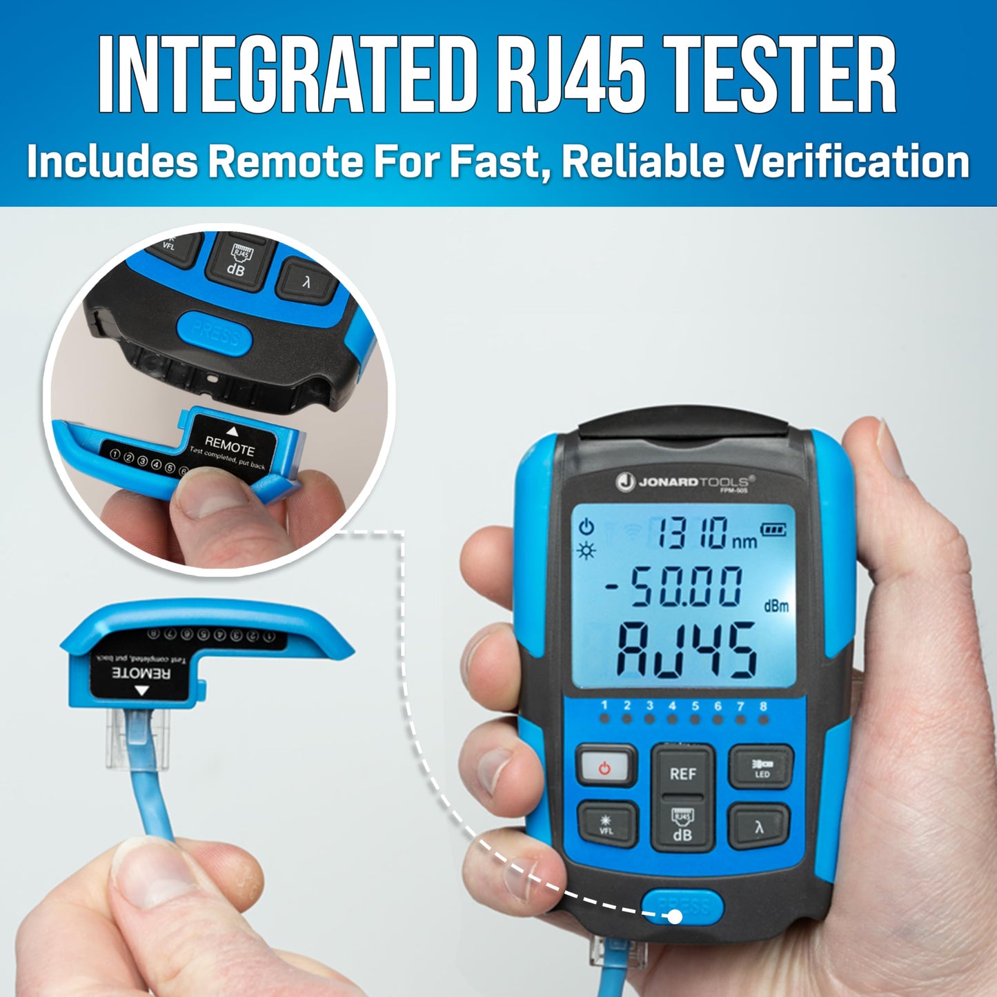 Jonard Tools FPL-5050S Mini Fiber Optic Power Meter & Light Source Kit, Single Mode 1310/1550nm, Optical Loss Tester, Built-in VFL, RJ45 Cable Tester