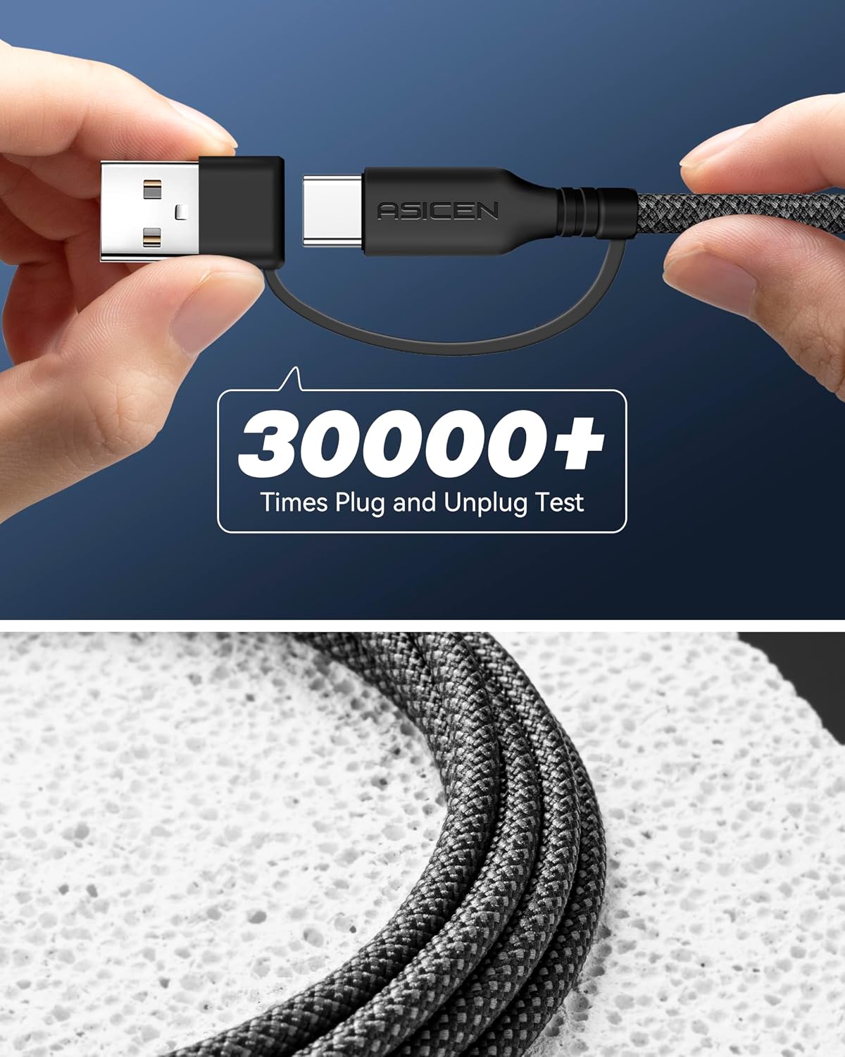 ASICEN 100W 2 2 Cable,6ft 90Lightning 5A 2,Multi PD in Multi Charging Braided USB C to Cable Fast Charging with USB A/C