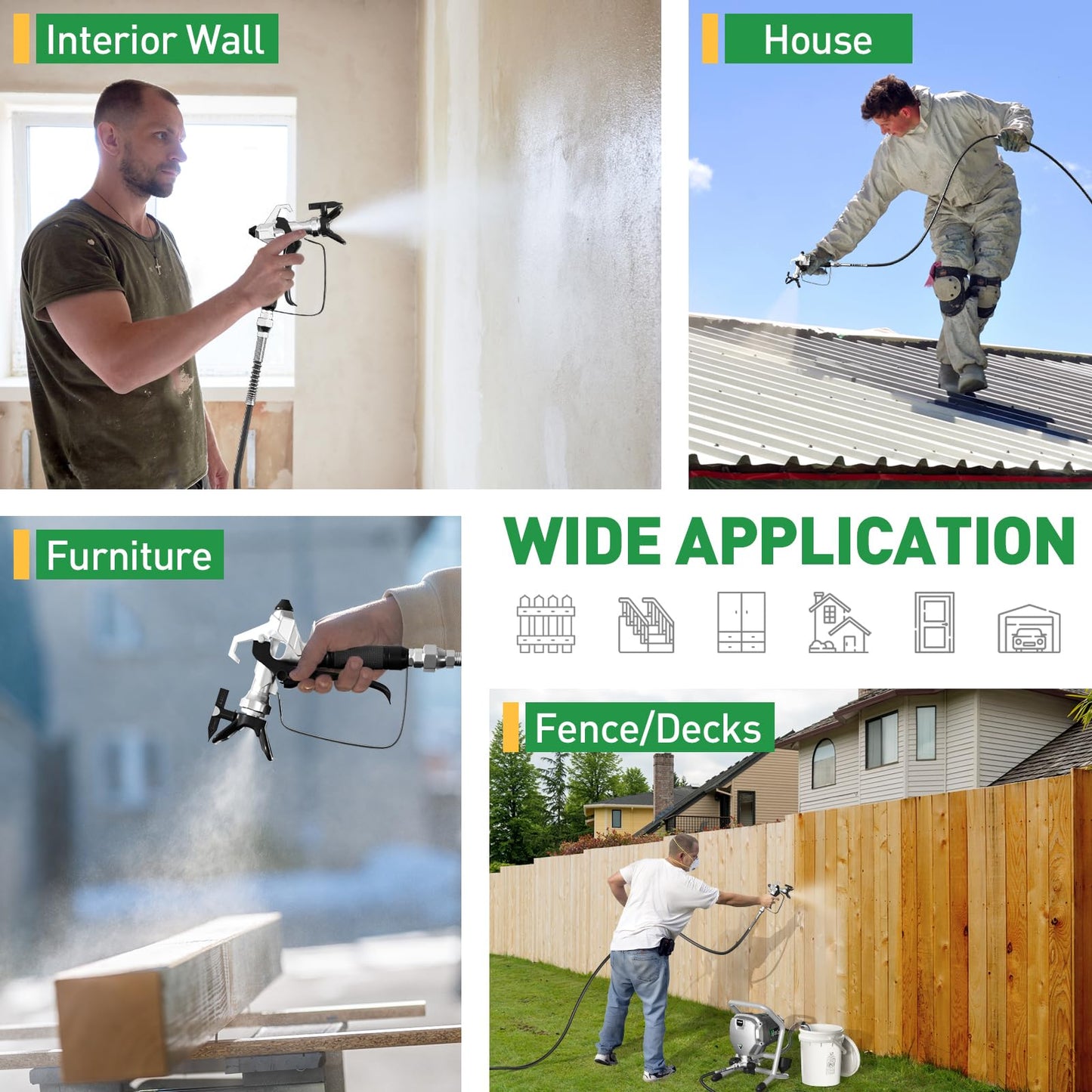 Baotree Airless Paint Sprayer, High-Pressure Electric Paint Spray Gun with Extension Rod, Thinning-Free Professional Painting Tool for Interior/Exterior Walls, Fences, Ceilings, Cabinets (Mecha Style)