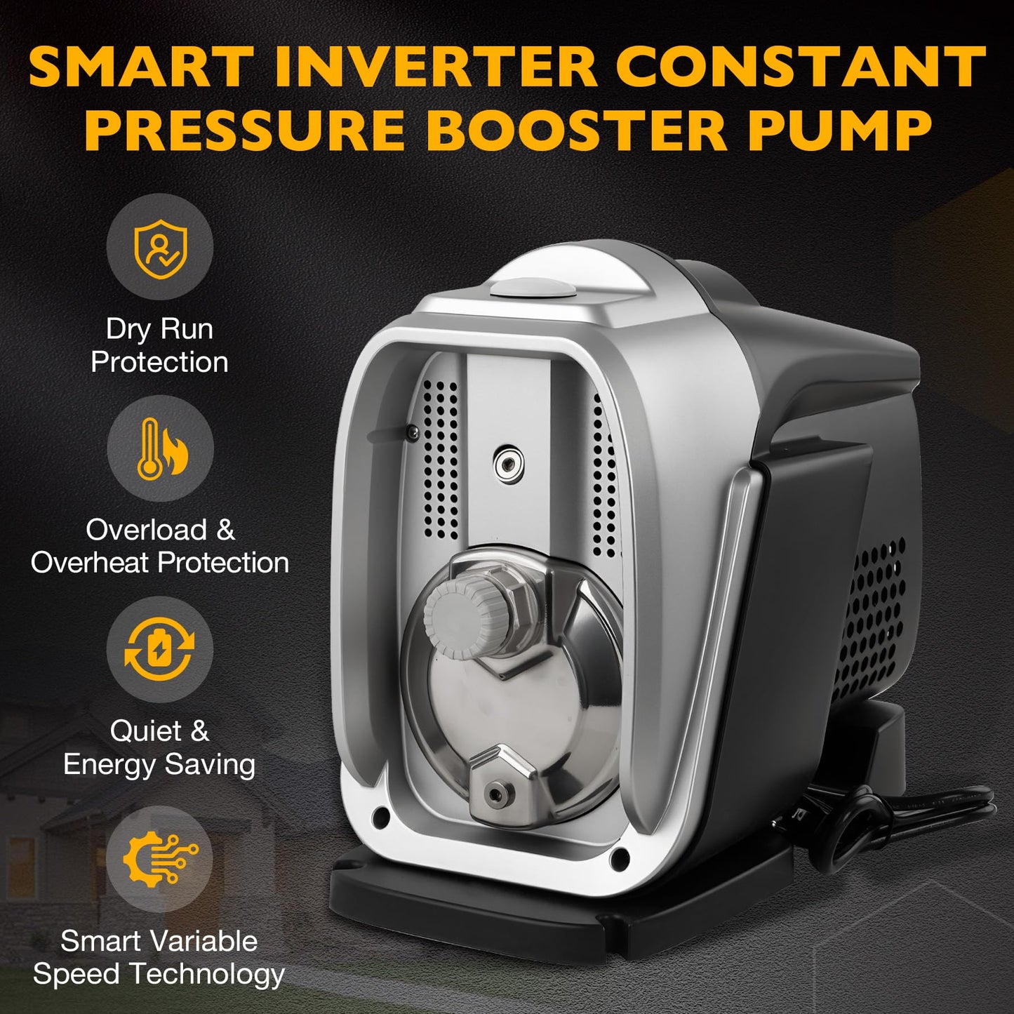 80 PSI Water Pressure Booster Pump, 115V Water Boosting Pump, Automatic Whole House Pump for Home & Apartment, Integrated Design for Shower, Garden, Irrigation