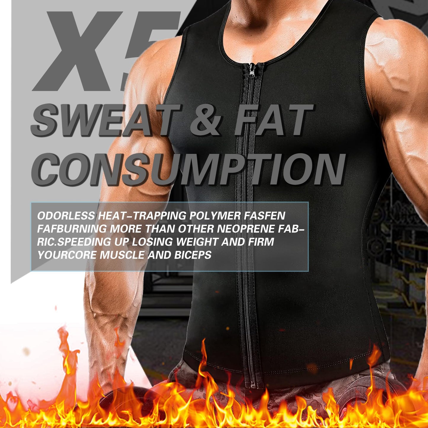 LELTLIMH Men's Sauna Vest Workout Sweat Suits Shirt Tank Top Waist Trainer for Men Compression Enhancing Gym Shapewear(Silvery, 4XL5XL)
