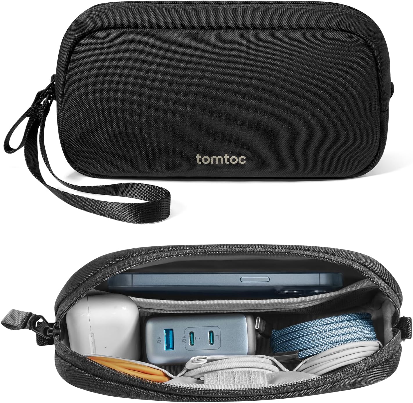 tomtoc Electronics Organizer Travel Case, Water Resistant Travel Bag Cable Organizer for Essentials, Tech Pouch