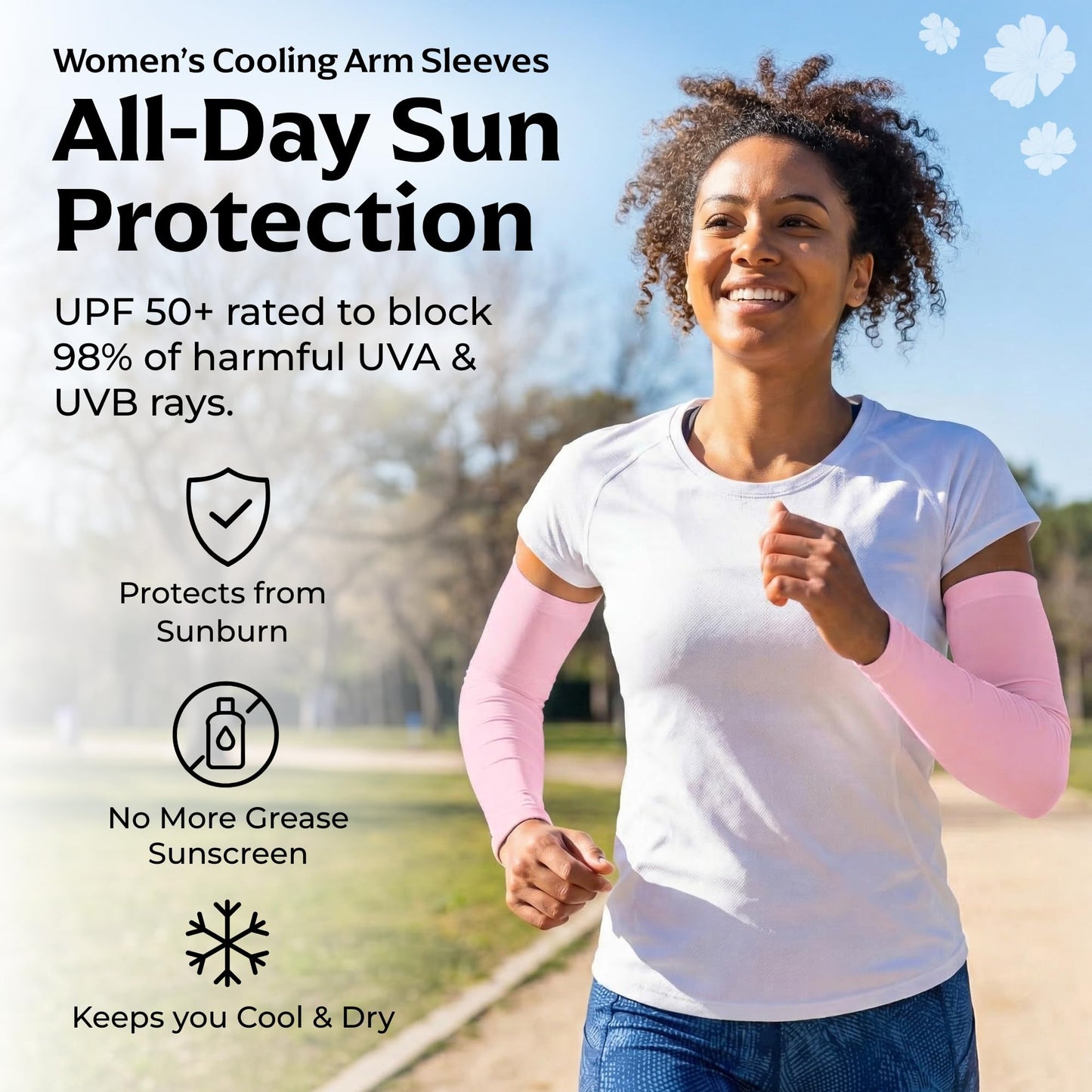SportsTrail Women’s Cooling Arm Sleeves – UPF 50+ Sun Protection with Smooth Cooling Fabric, Tailored Narrow Fit and Discreet Non-Slip Knit Grip – Suitable for Training, Travel